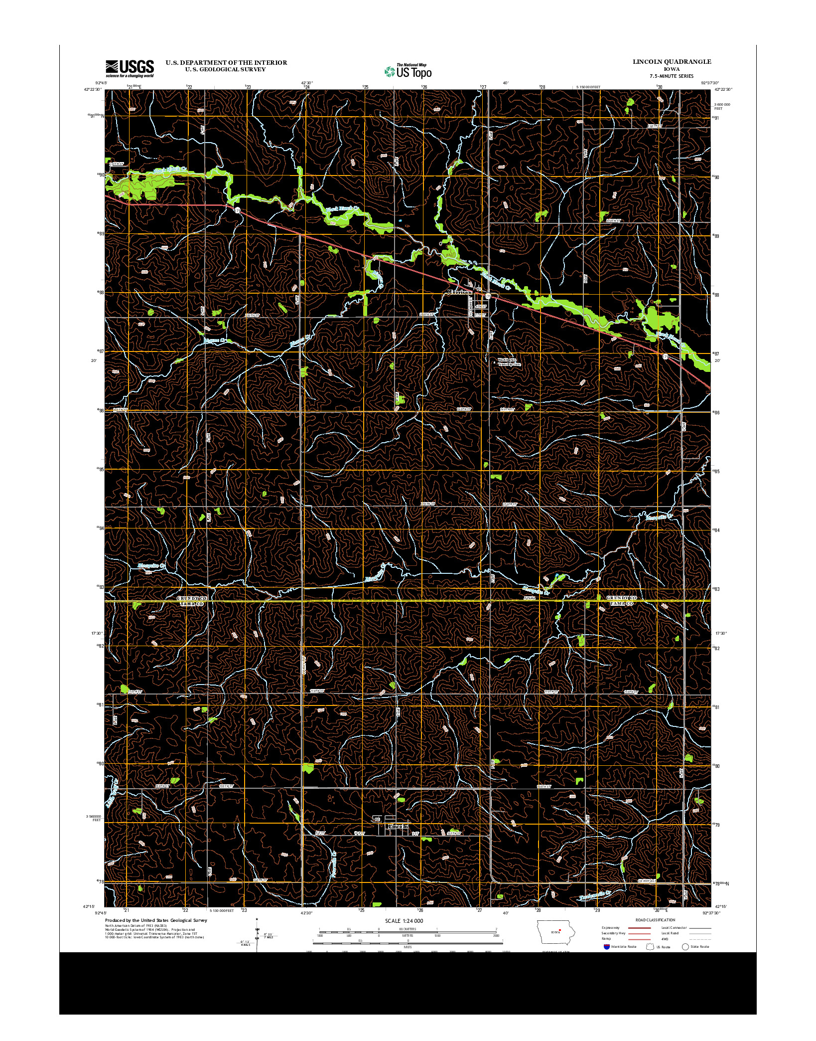 USGS US TOPO 7.5-MINUTE MAP FOR LINCOLN, IA 2013