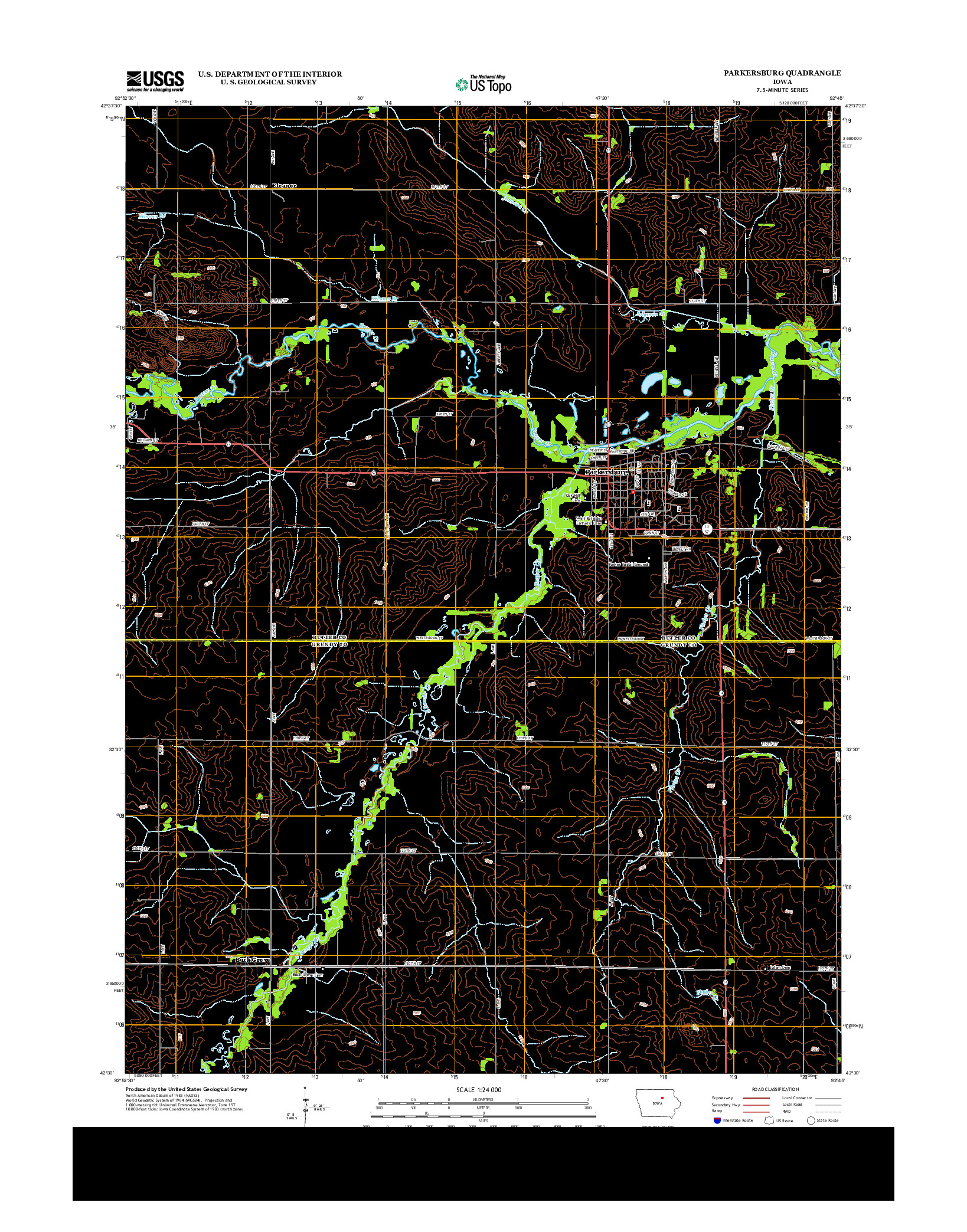 USGS US TOPO 7.5-MINUTE MAP FOR PARKERSBURG, IA 2013