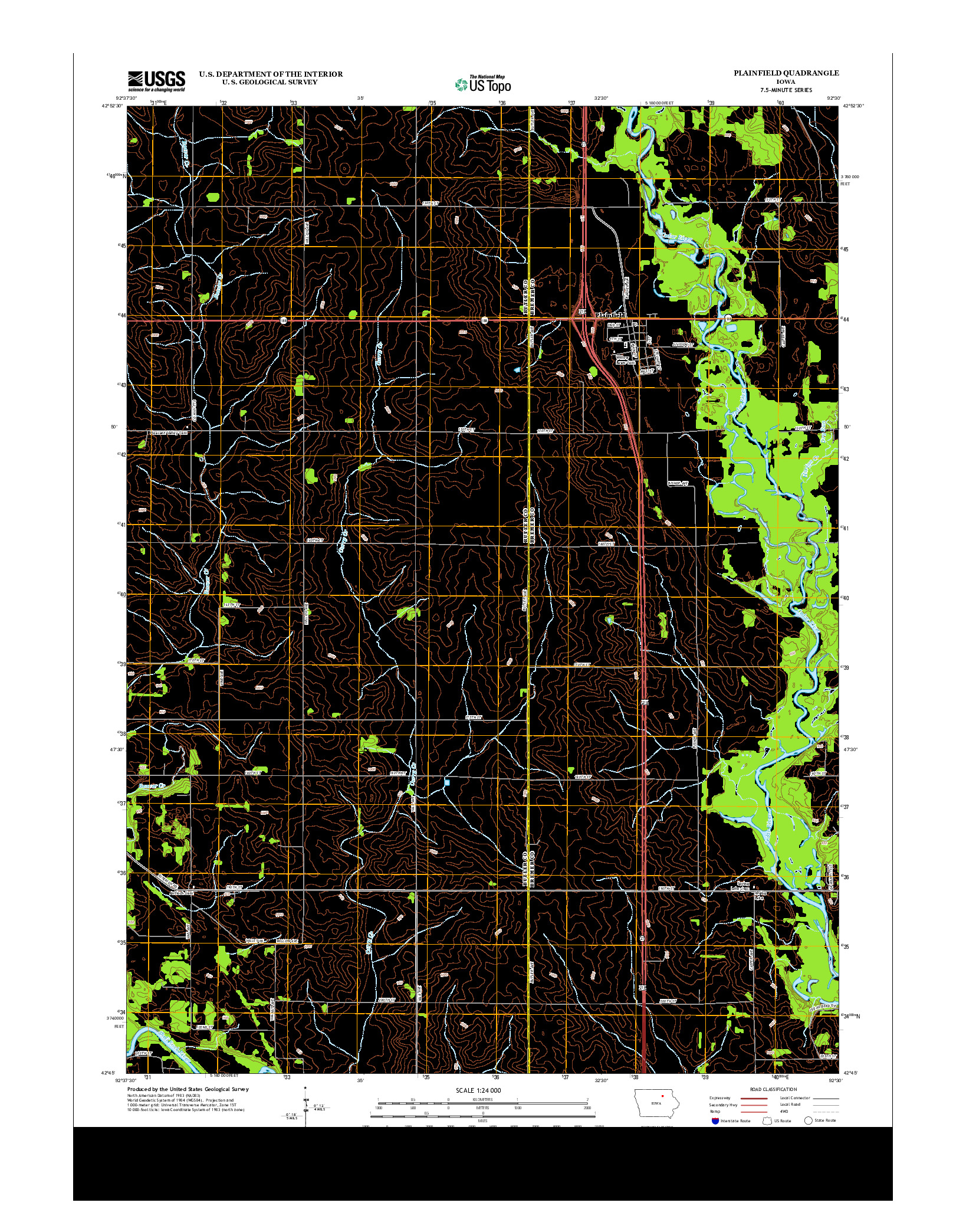 USGS US TOPO 7.5-MINUTE MAP FOR PLAINFIELD, IA 2013