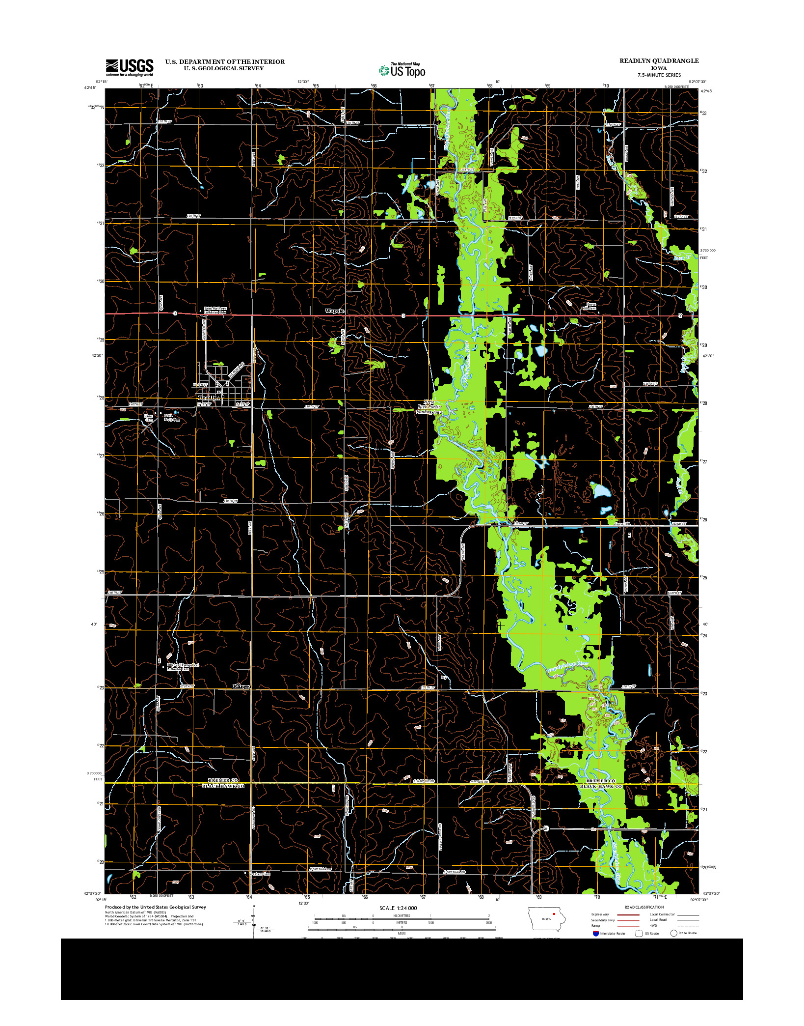 USGS US TOPO 7.5-MINUTE MAP FOR READLYN, IA 2013