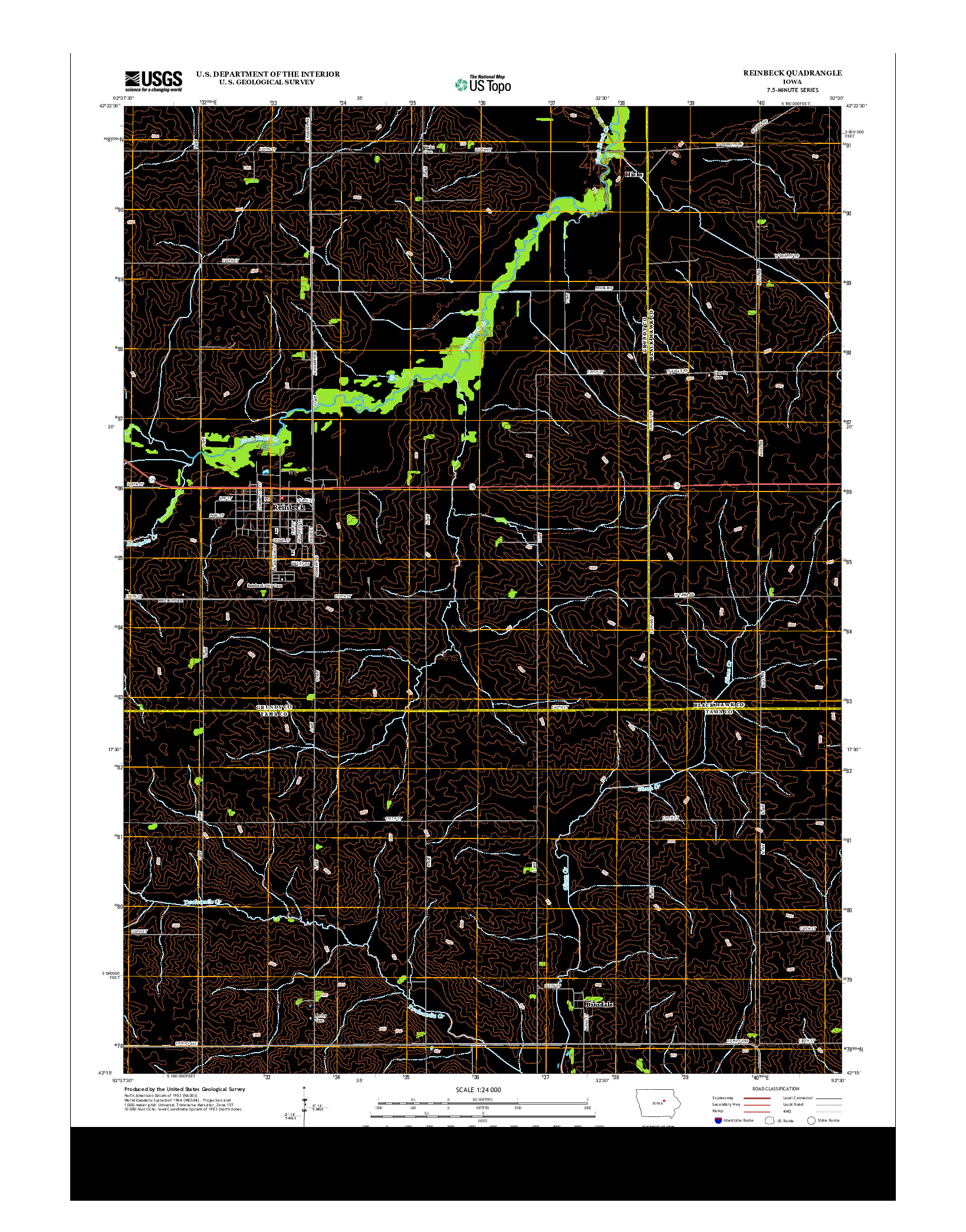 USGS US TOPO 7.5-MINUTE MAP FOR REINBECK, IA 2013