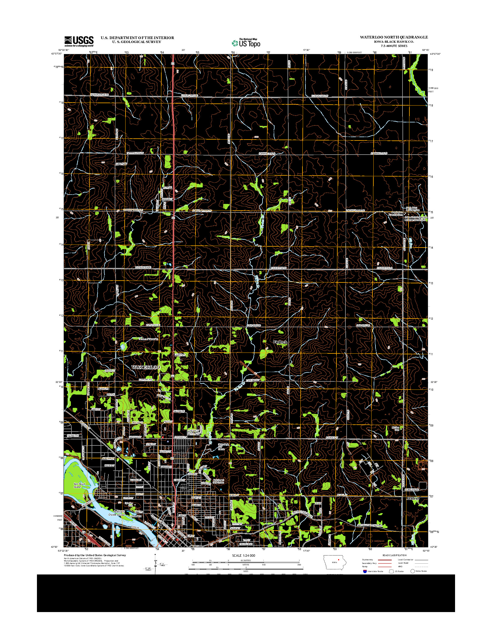 USGS US TOPO 7.5-MINUTE MAP FOR WATERLOO NORTH, IA 2013