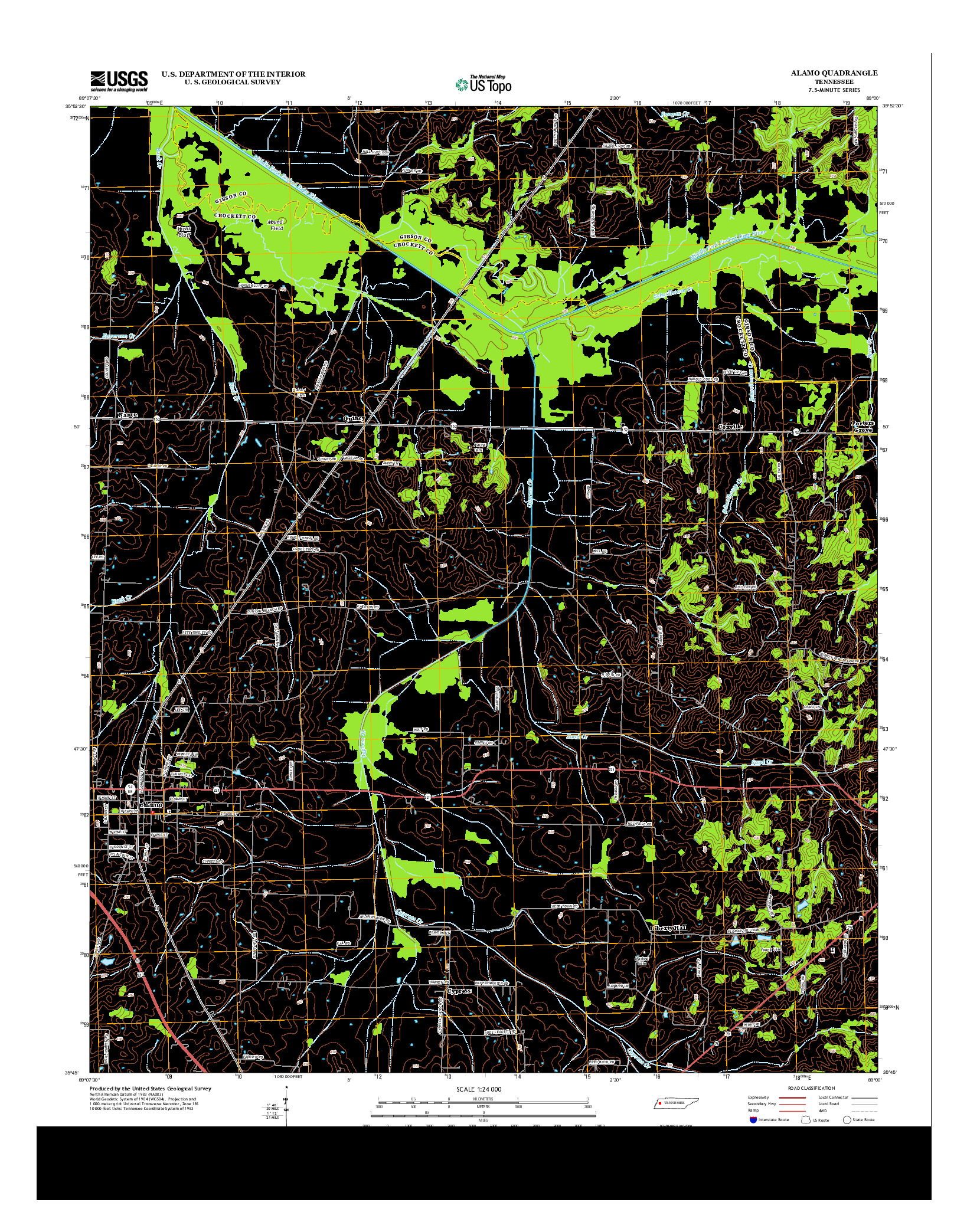 USGS US TOPO 7.5-MINUTE MAP FOR ALAMO, TN 2013