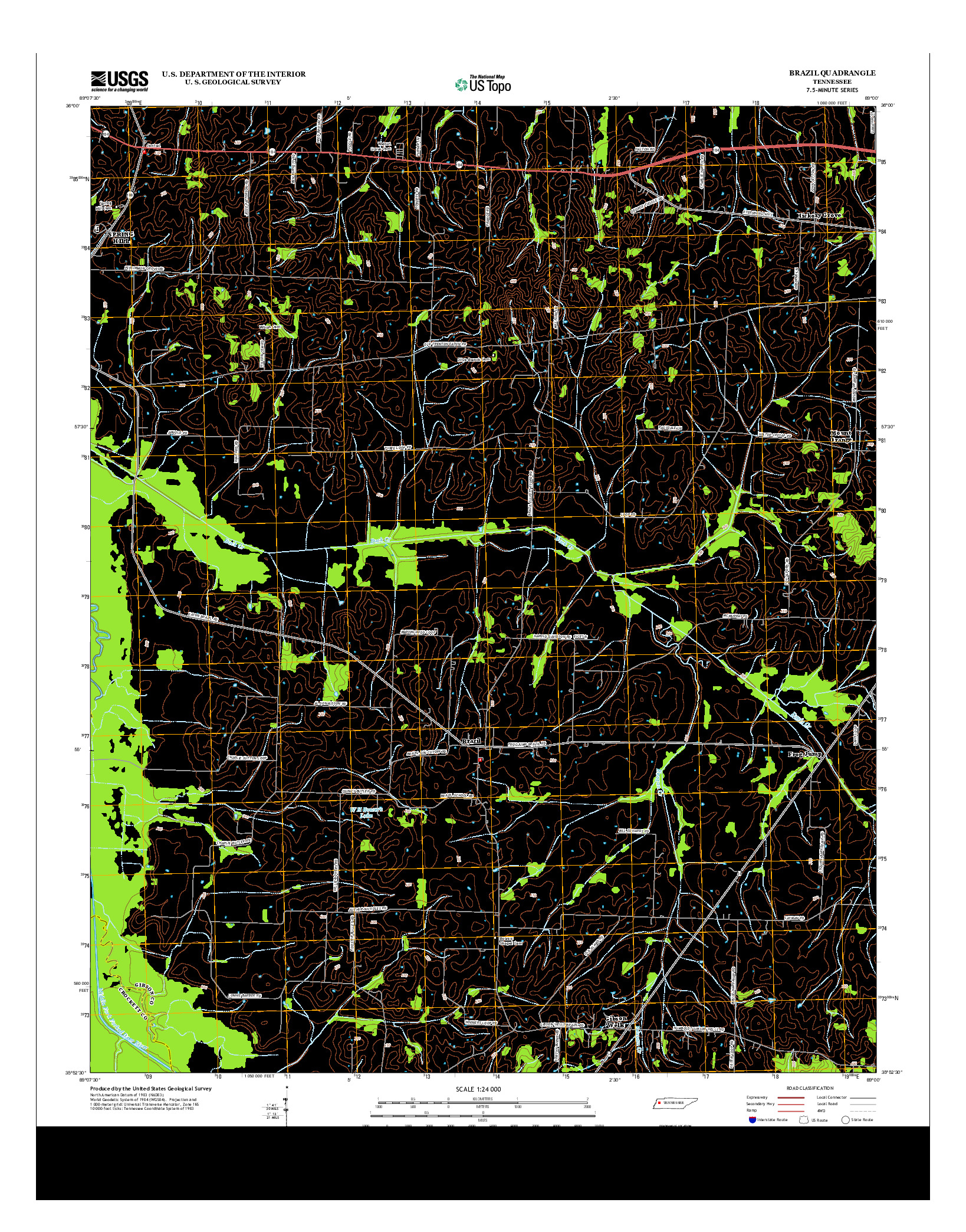 USGS US TOPO 7.5-MINUTE MAP FOR BRAZIL, TN 2013