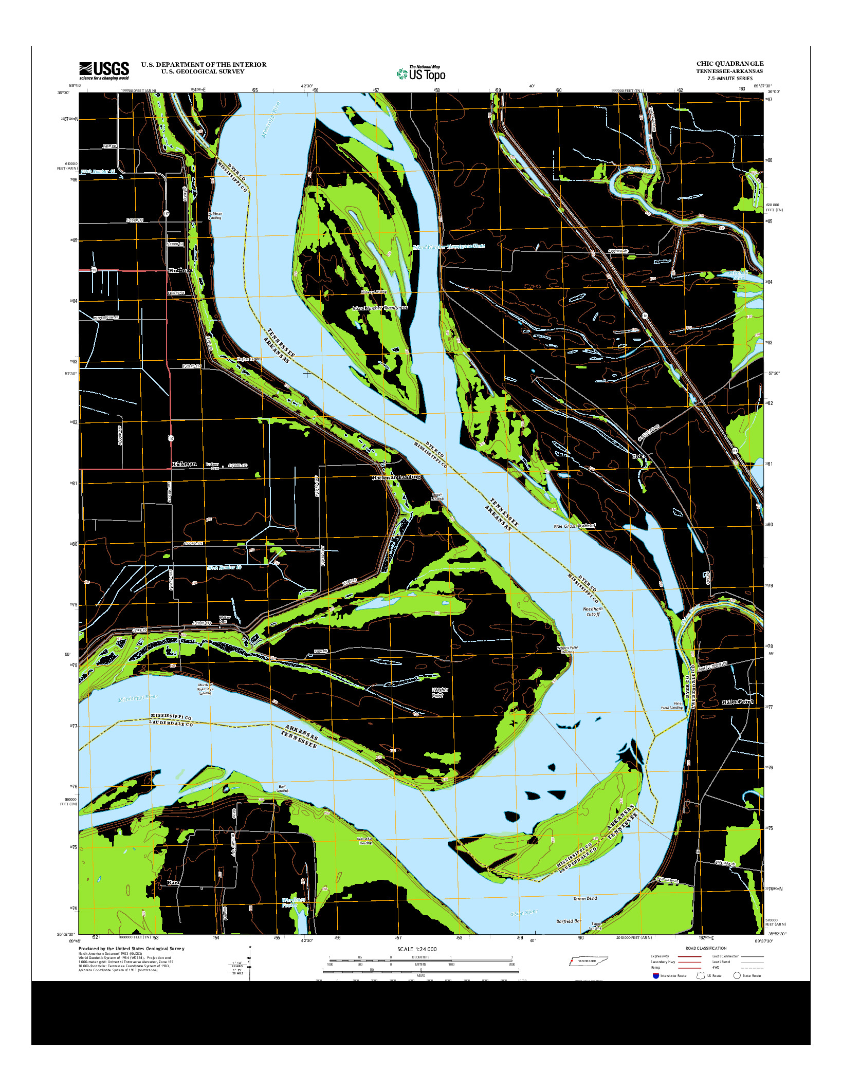 USGS US TOPO 7.5-MINUTE MAP FOR CHIC, TN-AR 2013