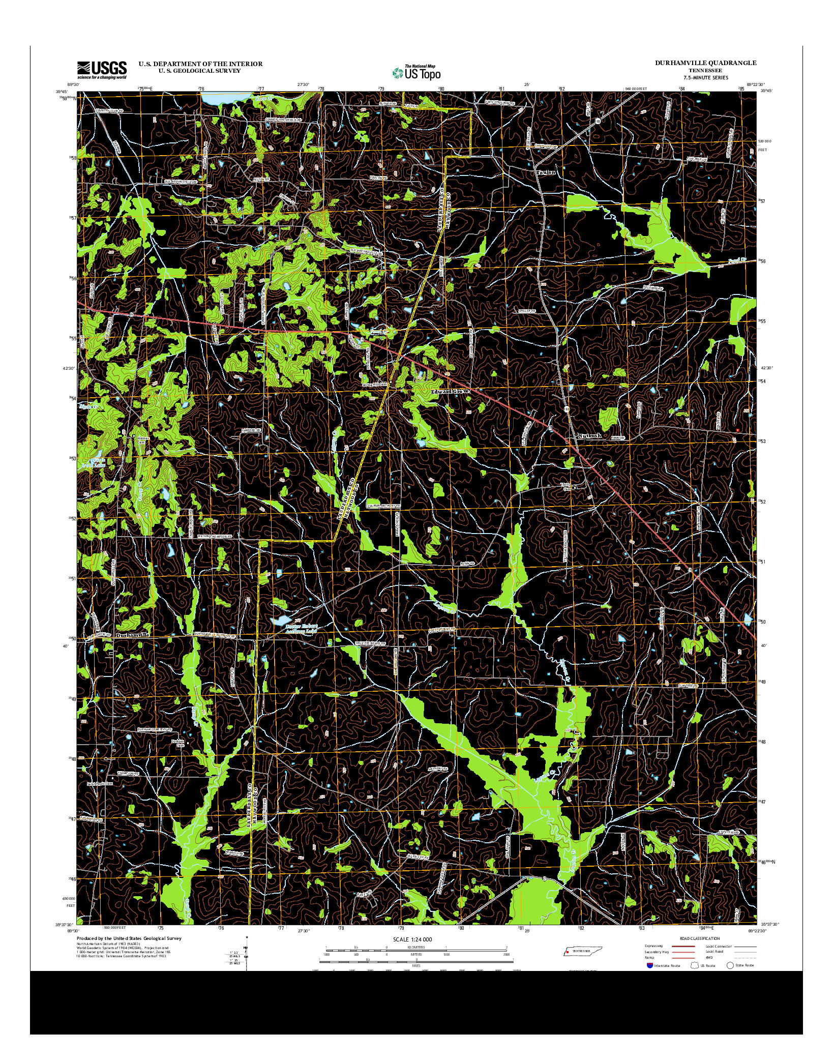 USGS US TOPO 7.5-MINUTE MAP FOR DURHAMVILLE, TN 2013