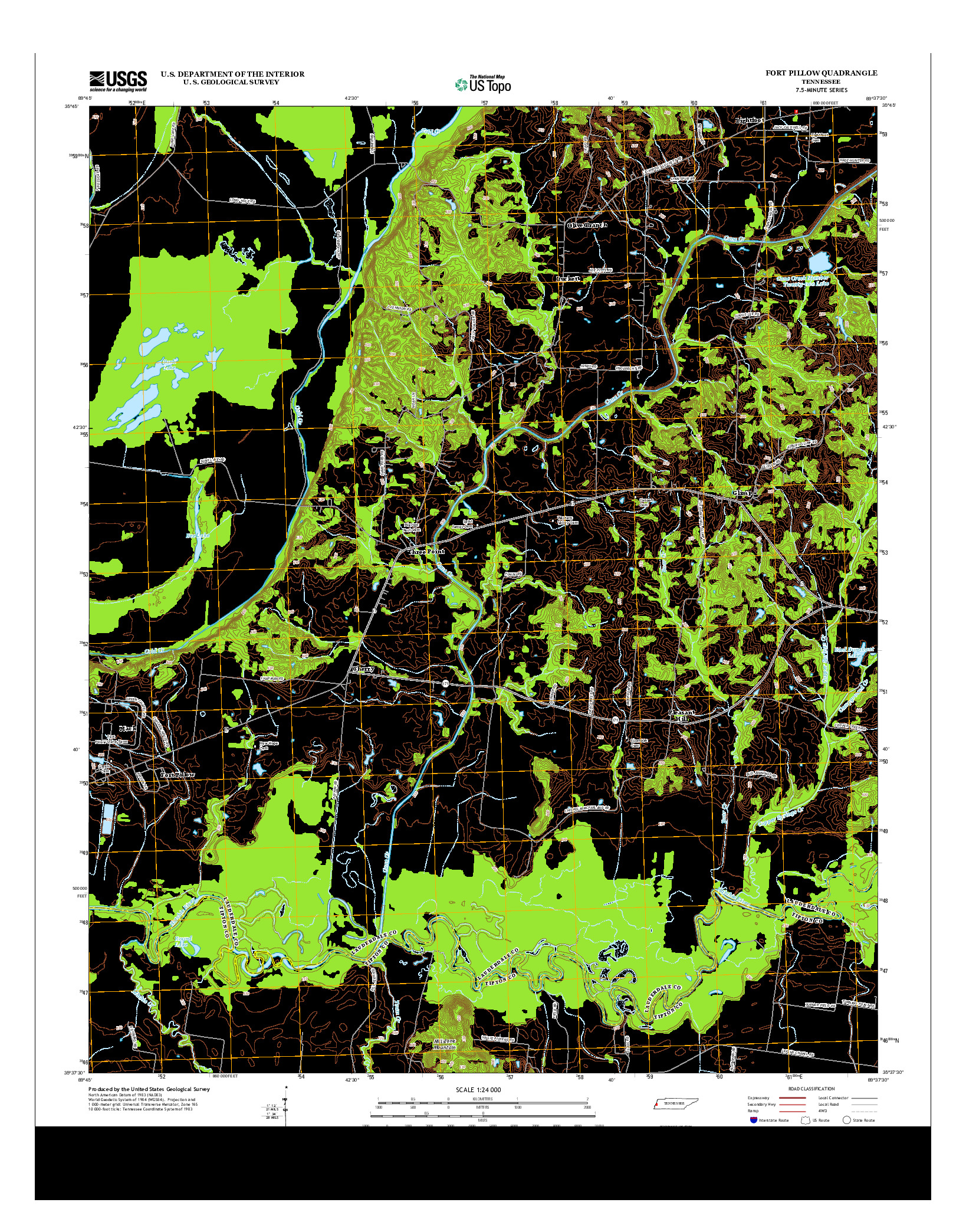 USGS US TOPO 7.5-MINUTE MAP FOR FORT PILLOW, TN 2013