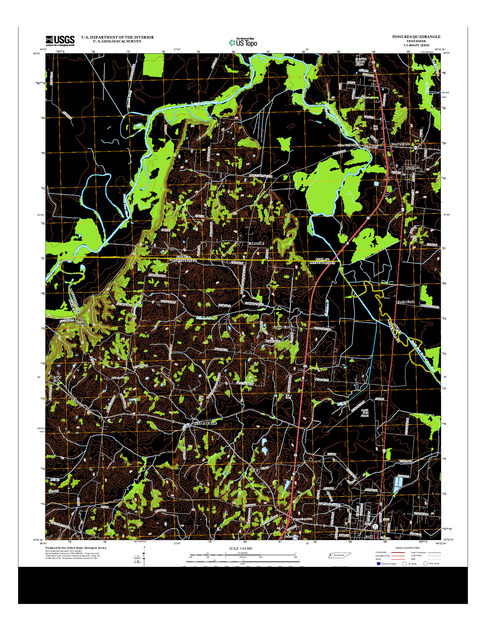 USGS US TOPO 7.5-MINUTE MAP FOR FOWLKES, TN 2013