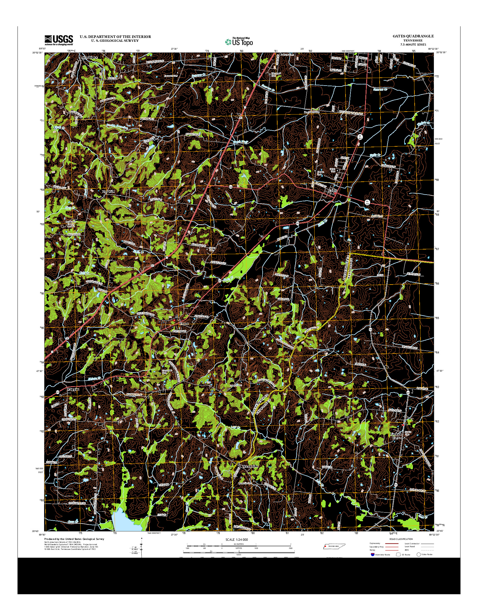 USGS US TOPO 7.5-MINUTE MAP FOR GATES, TN 2013