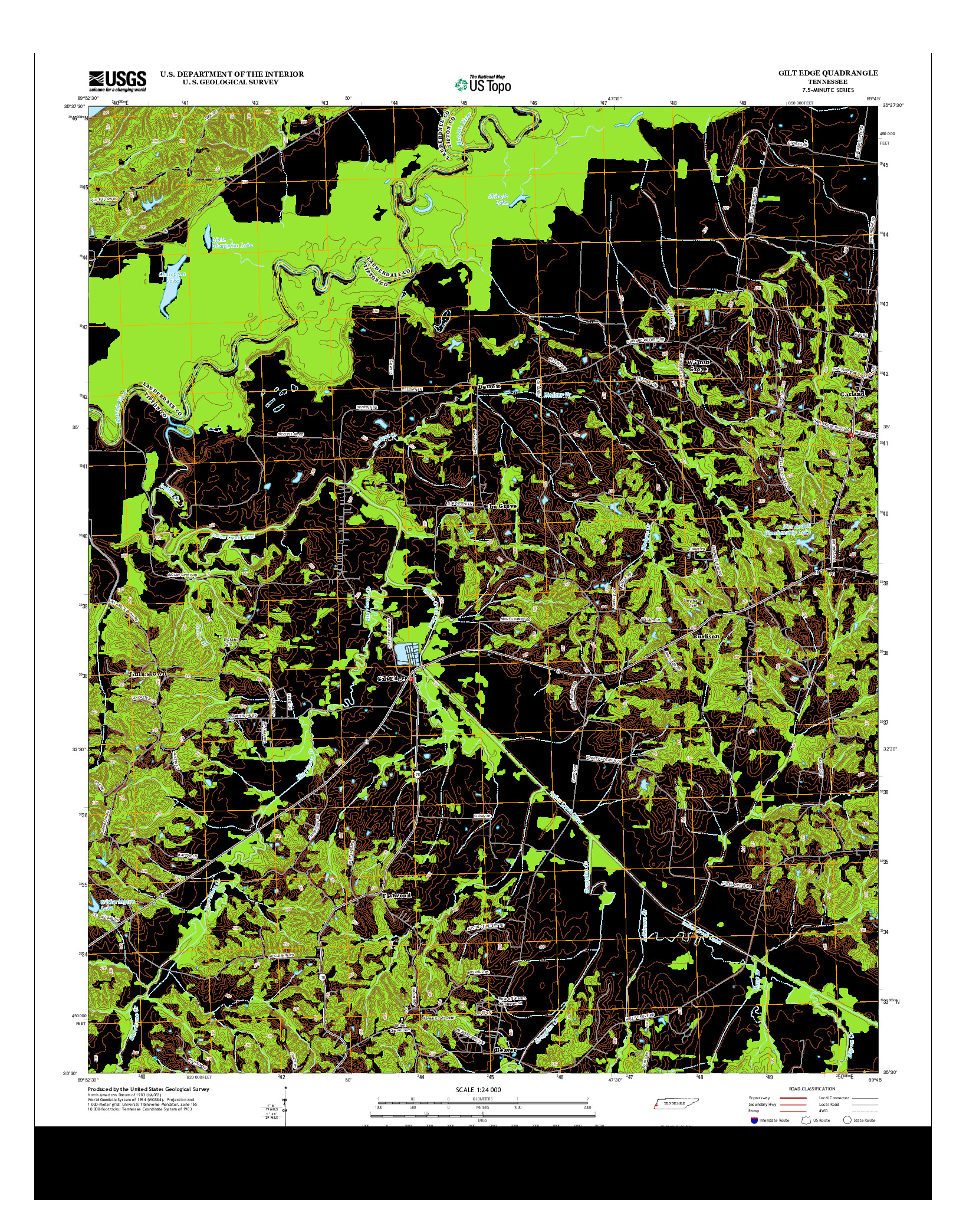 USGS US TOPO 7.5-MINUTE MAP FOR GILT EDGE, TN 2013