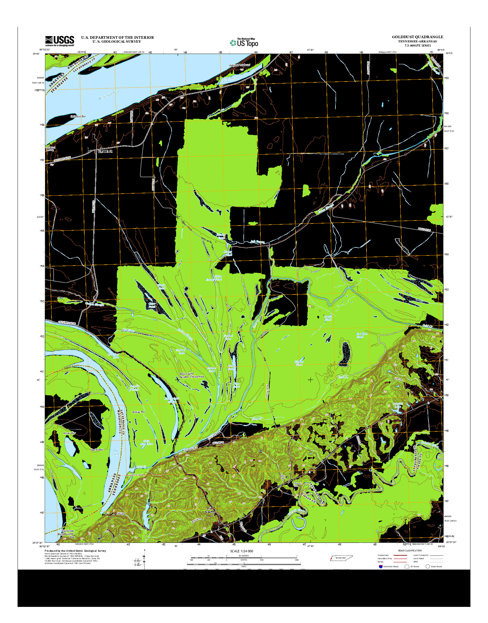 USGS US TOPO 7.5-MINUTE MAP FOR GOLDDUST, TN-AR 2013