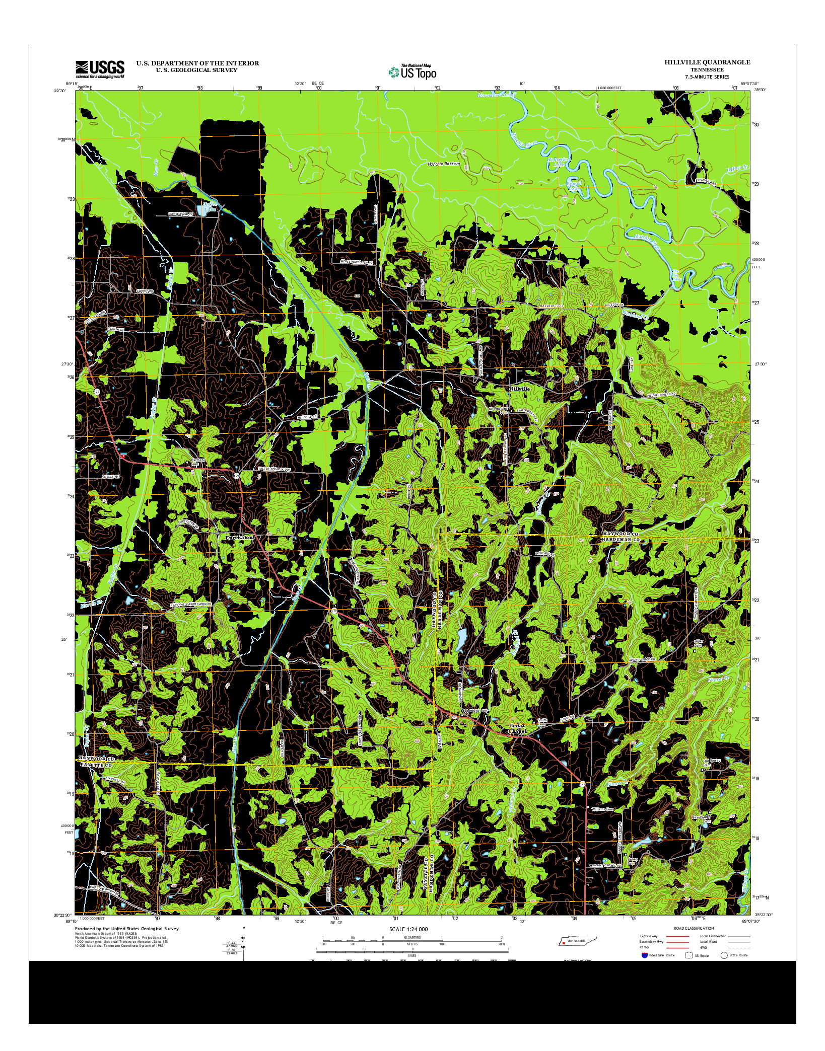 USGS US TOPO 7.5-MINUTE MAP FOR HILLVILLE, TN 2013