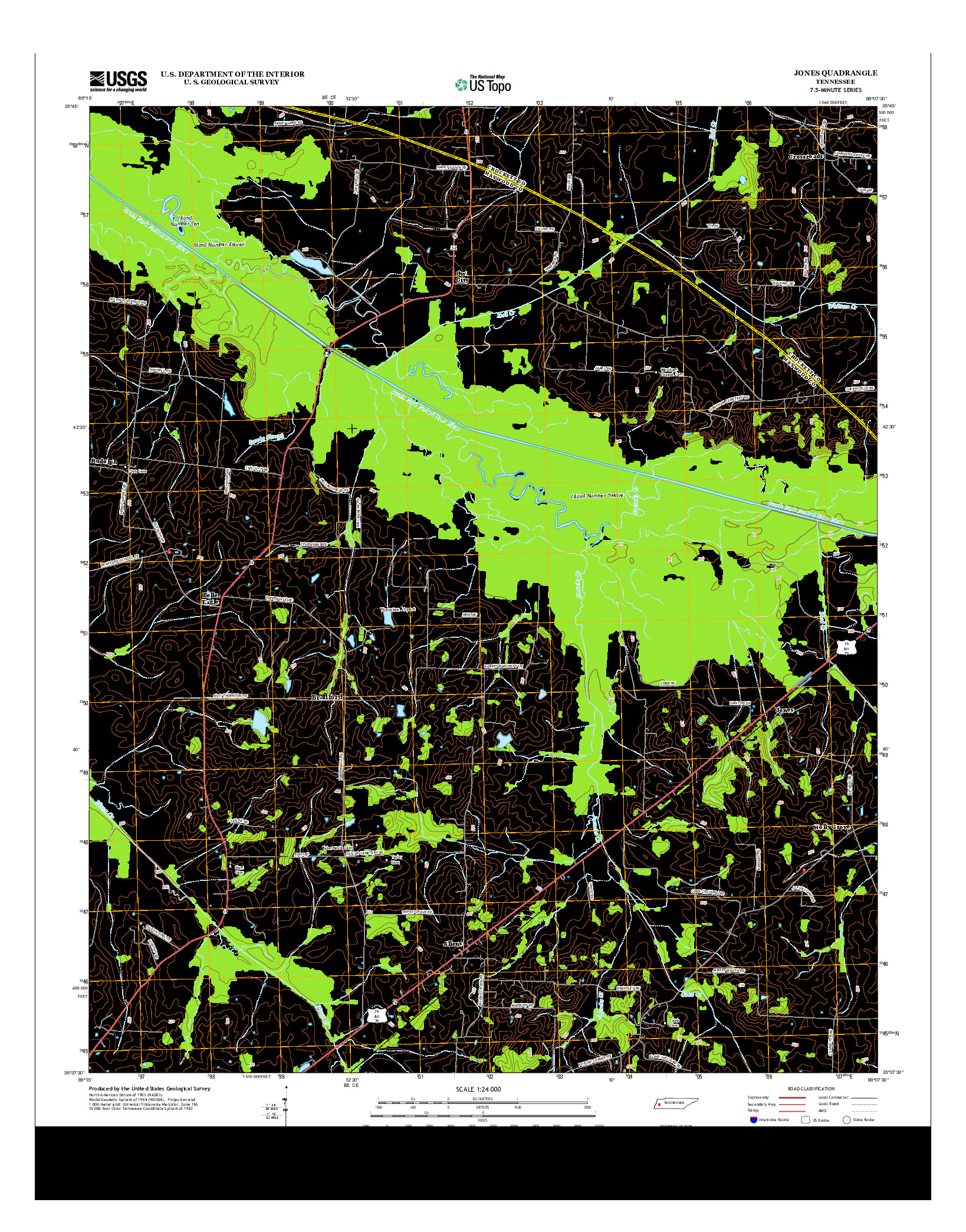 USGS US TOPO 7.5-MINUTE MAP FOR JONES, TN 2013