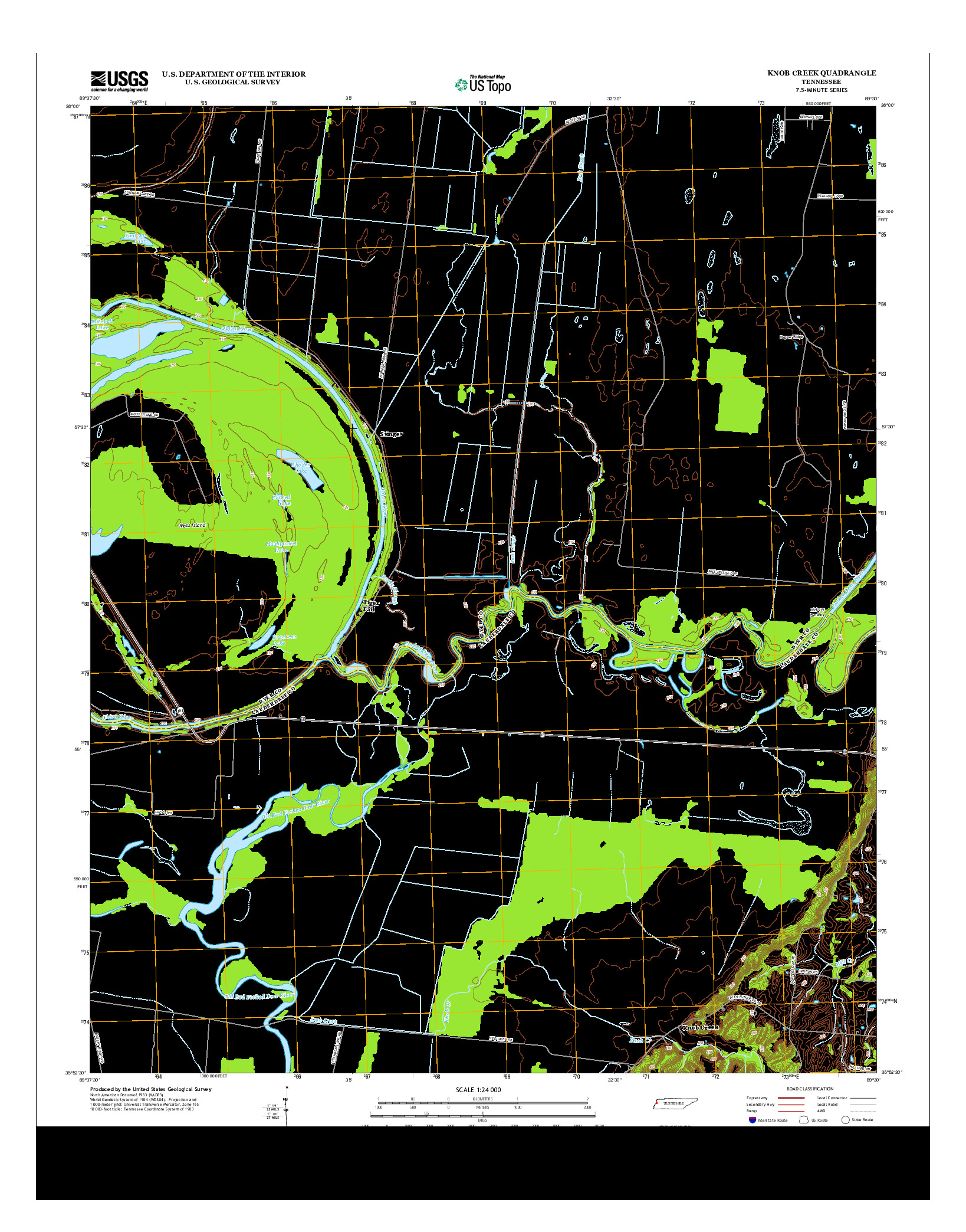 USGS US TOPO 7.5-MINUTE MAP FOR KNOB CREEK, TN 2013