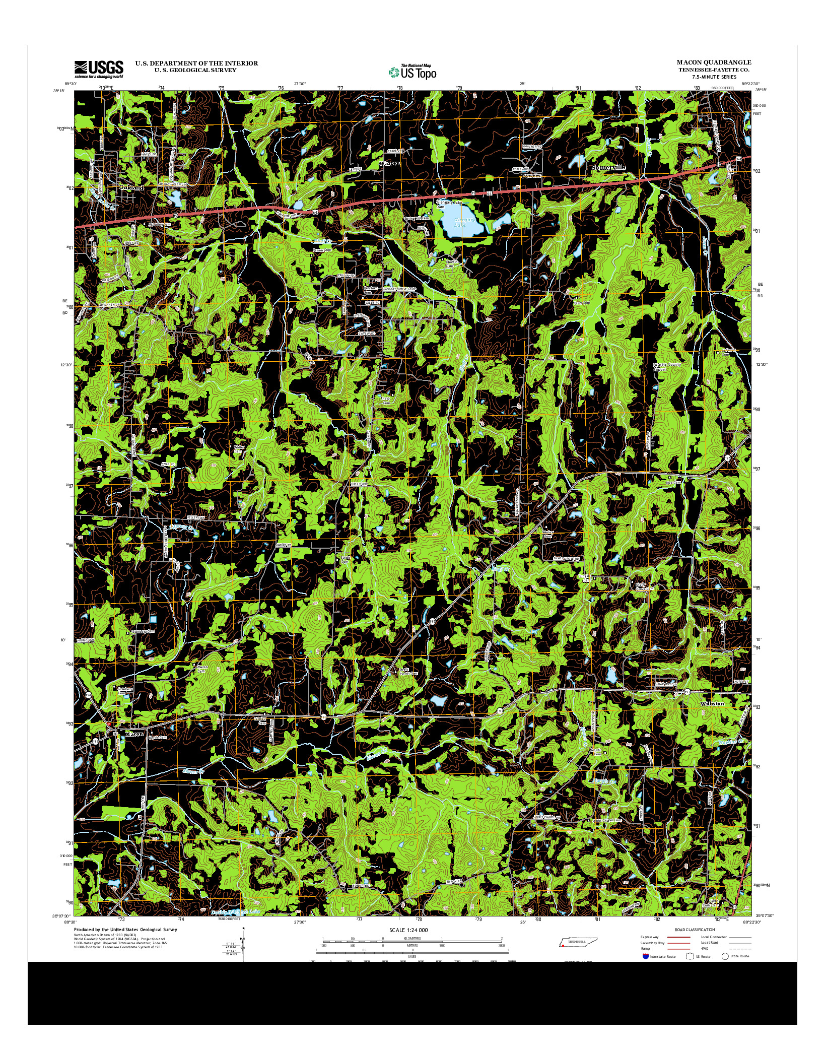 USGS US TOPO 7.5-MINUTE MAP FOR MACON, TN 2013