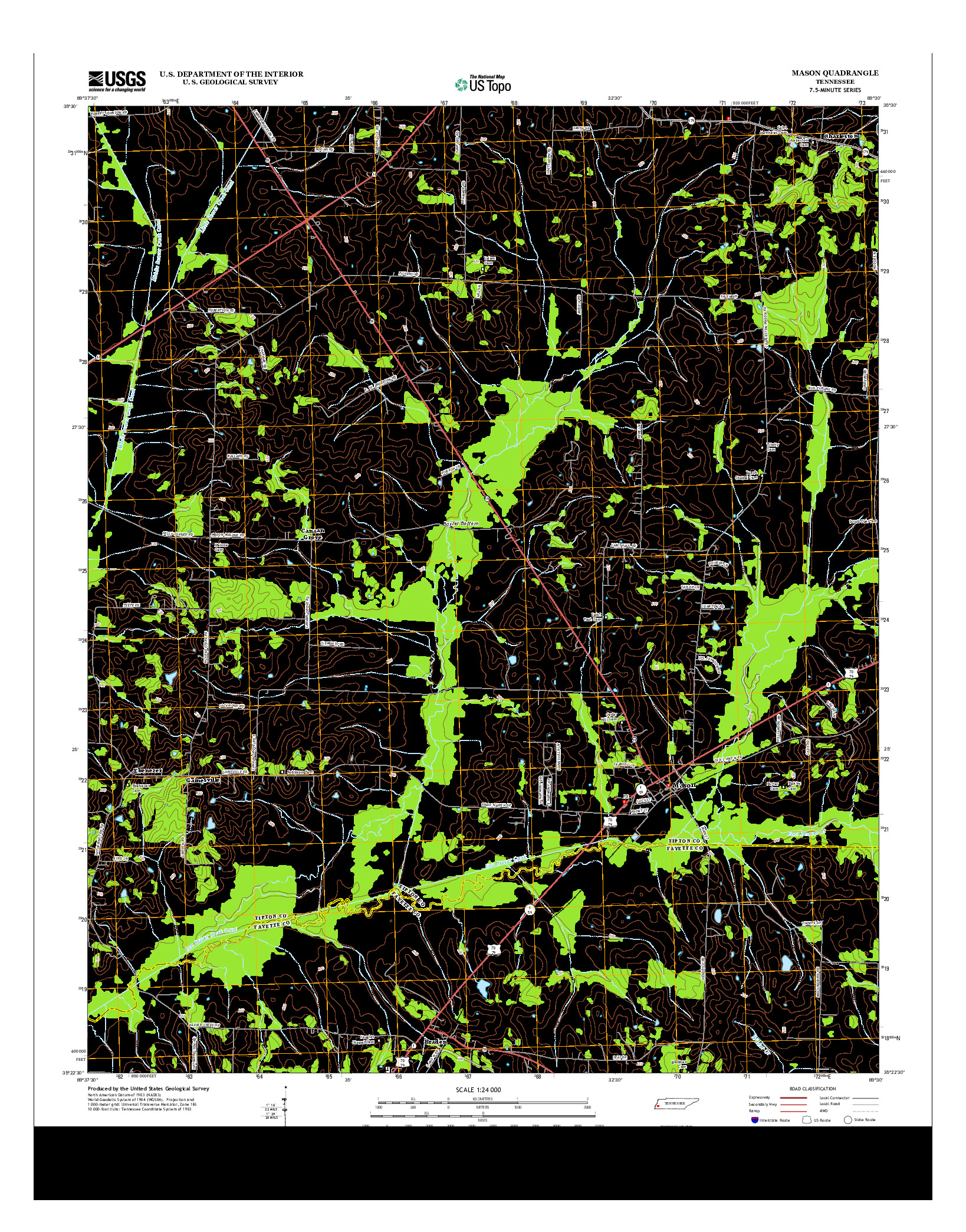 USGS US TOPO 7.5-MINUTE MAP FOR MASON, TN 2013