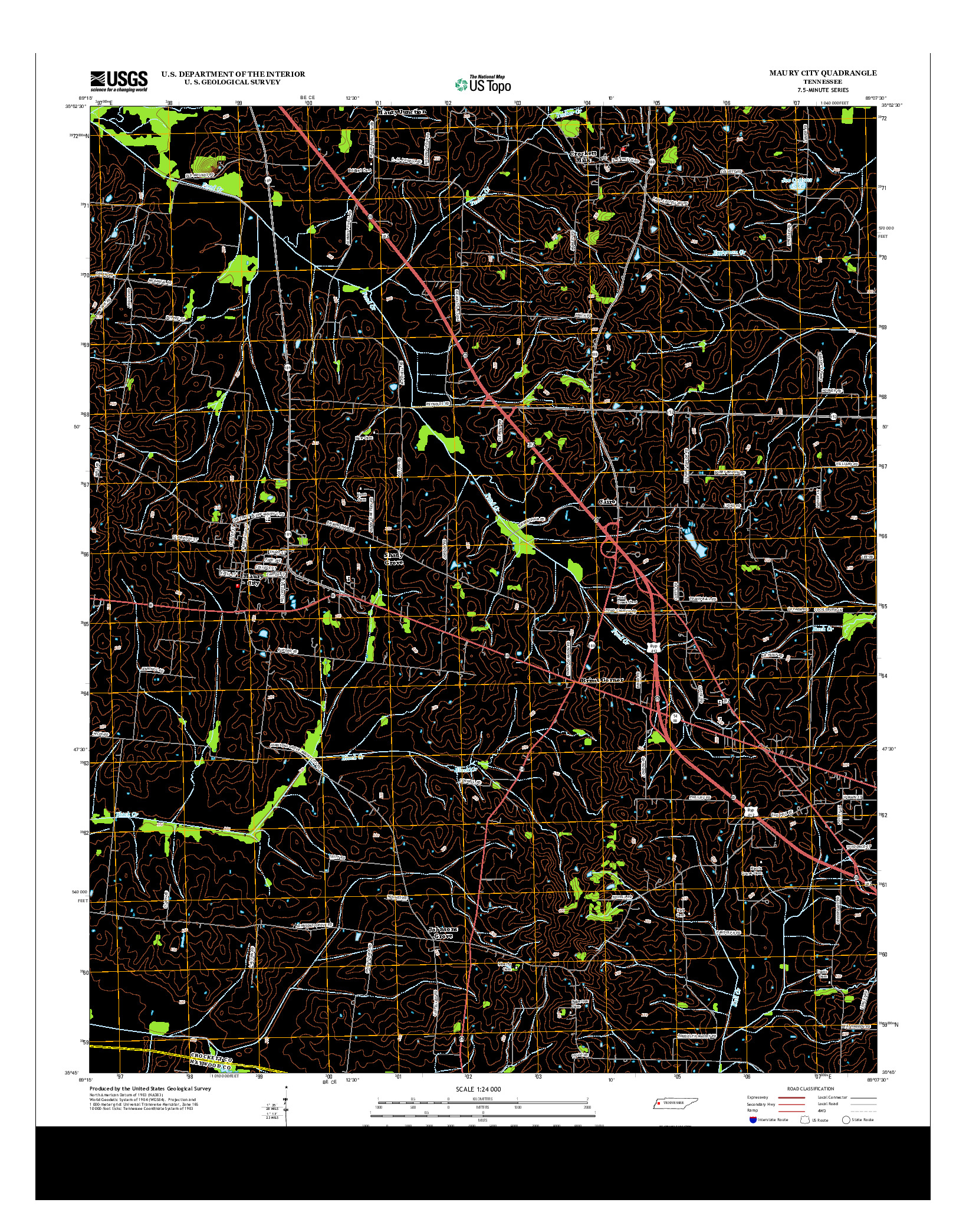 USGS US TOPO 7.5-MINUTE MAP FOR MAURY CITY, TN 2013