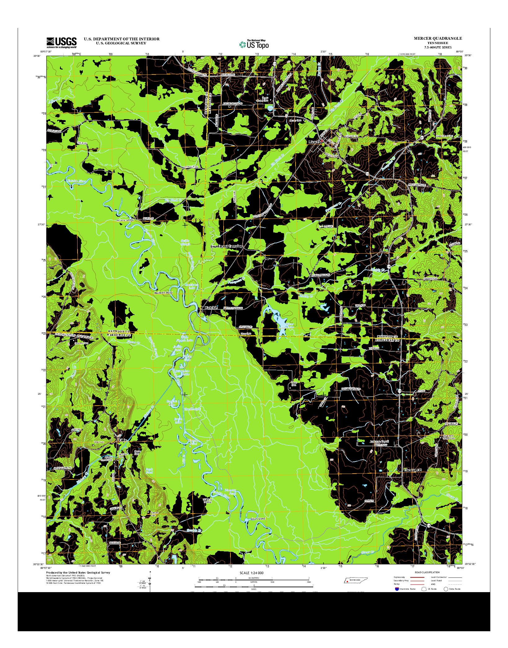 USGS US TOPO 7.5-MINUTE MAP FOR MERCER, TN 2013