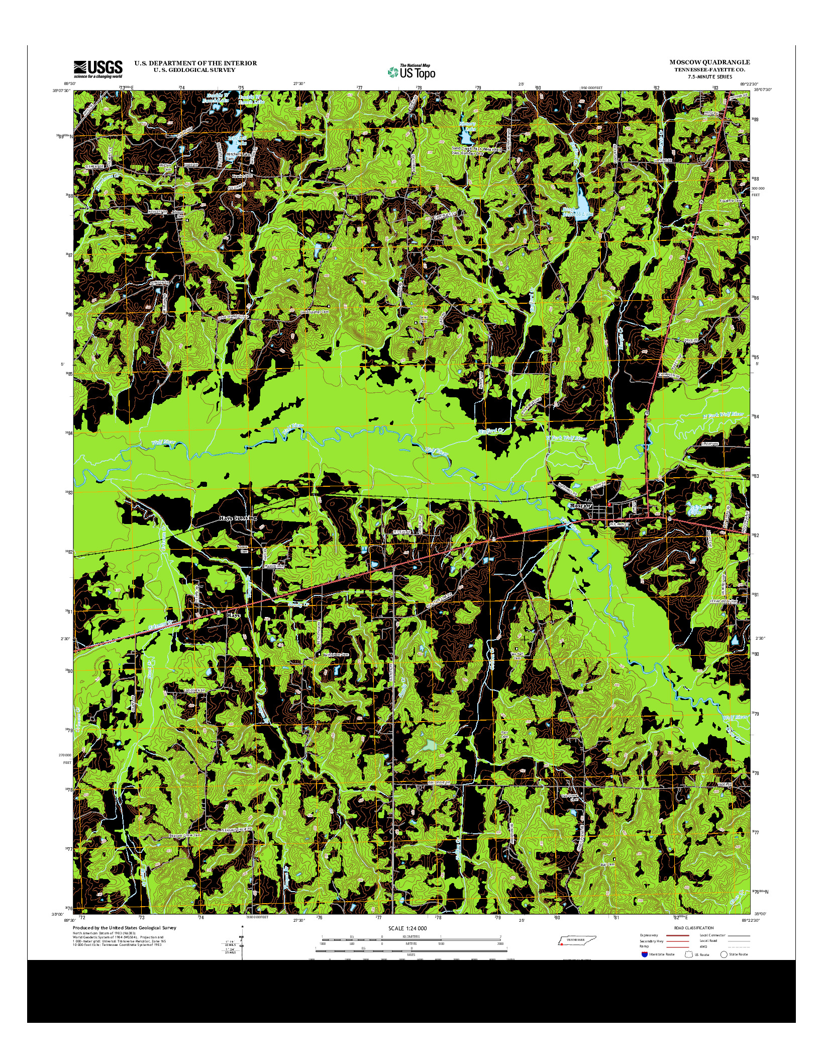 USGS US TOPO 7.5-MINUTE MAP FOR MOSCOW, TN 2013