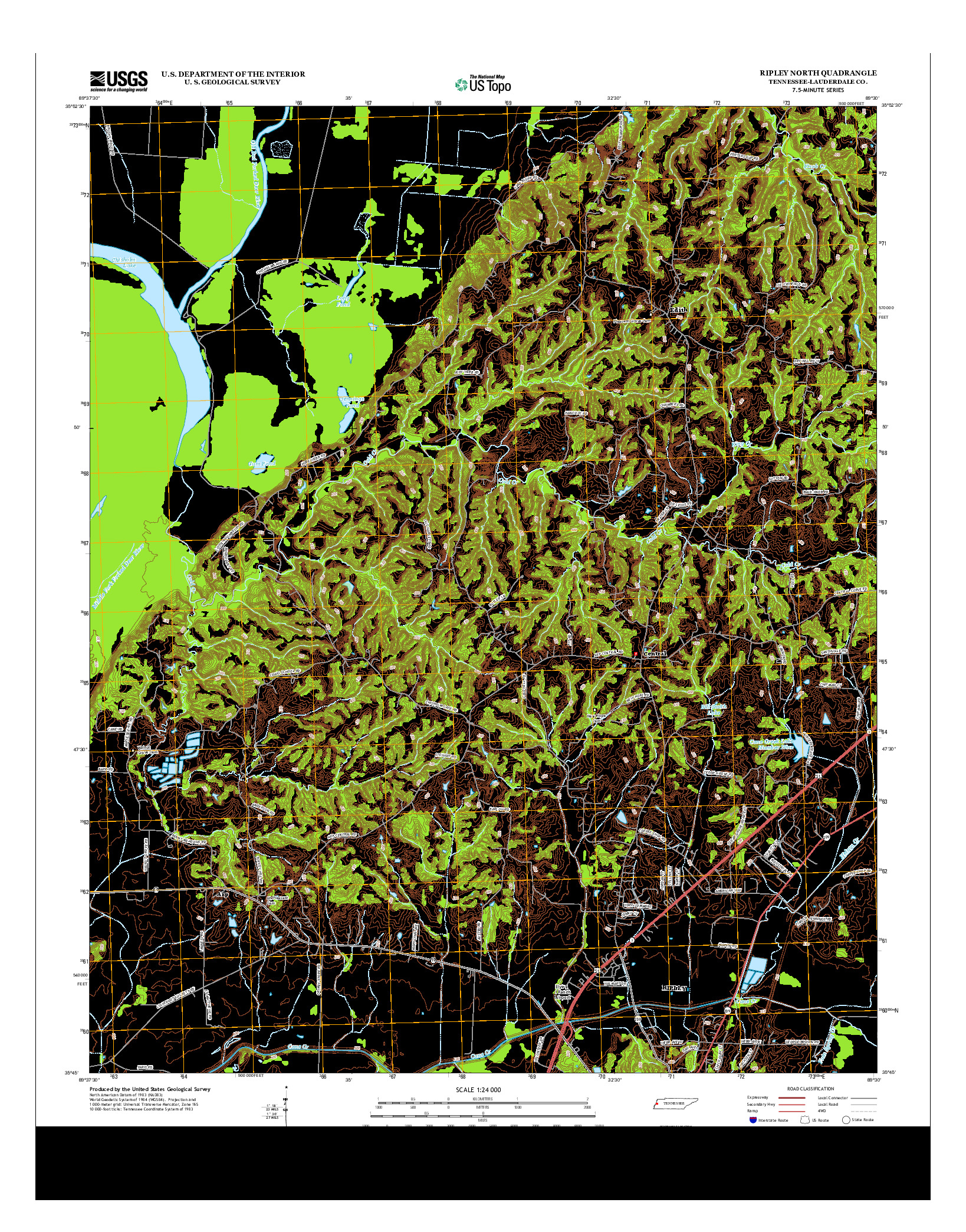 USGS US TOPO 7.5-MINUTE MAP FOR RIPLEY NORTH, TN 2013