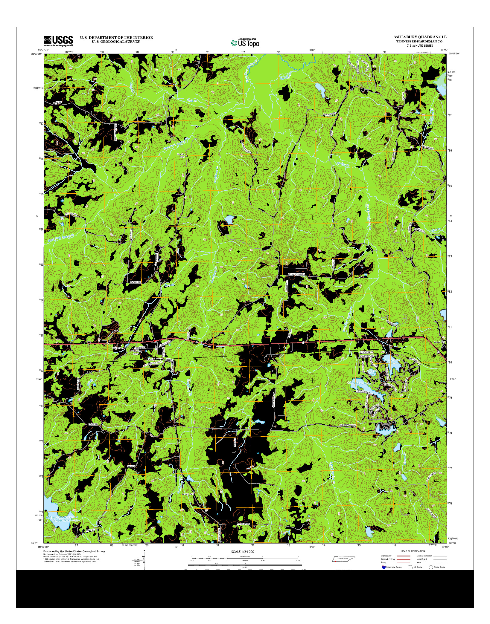 USGS US TOPO 7.5-MINUTE MAP FOR SAULSBURY, TN 2013