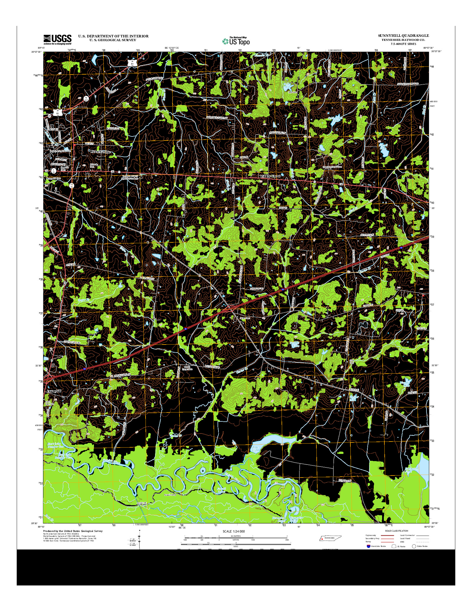 USGS US TOPO 7.5-MINUTE MAP FOR SUNNYHILL, TN 2013