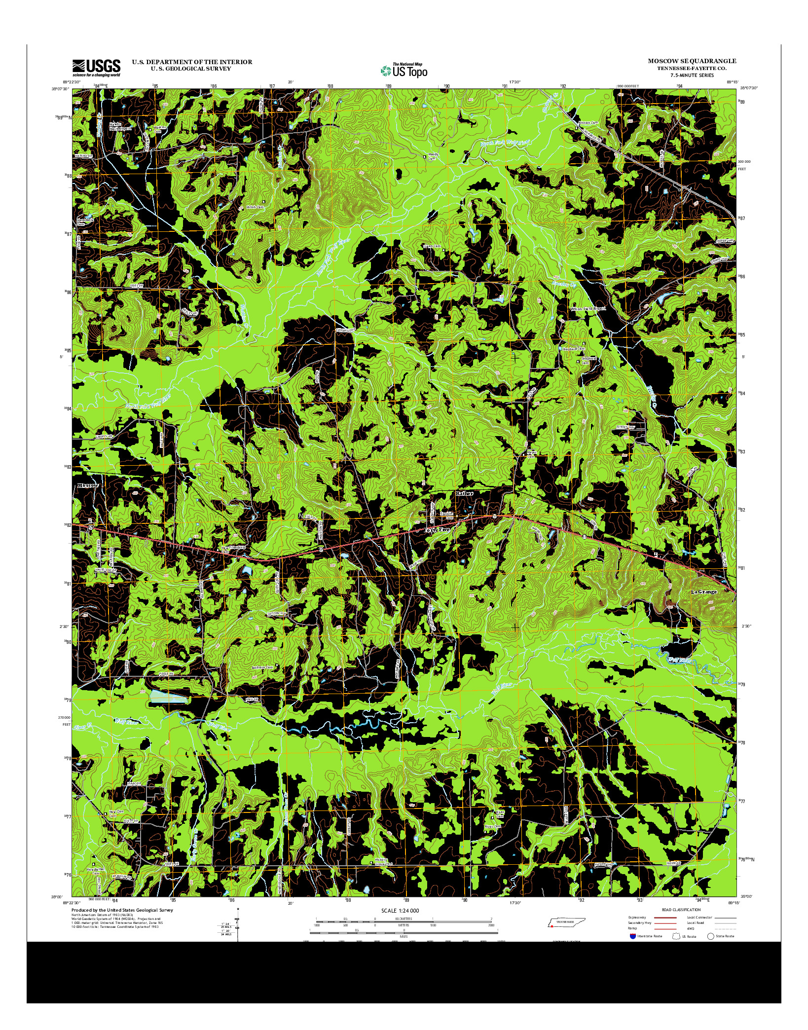 USGS US TOPO 7.5-MINUTE MAP FOR MOSCOW SE, TN 2013