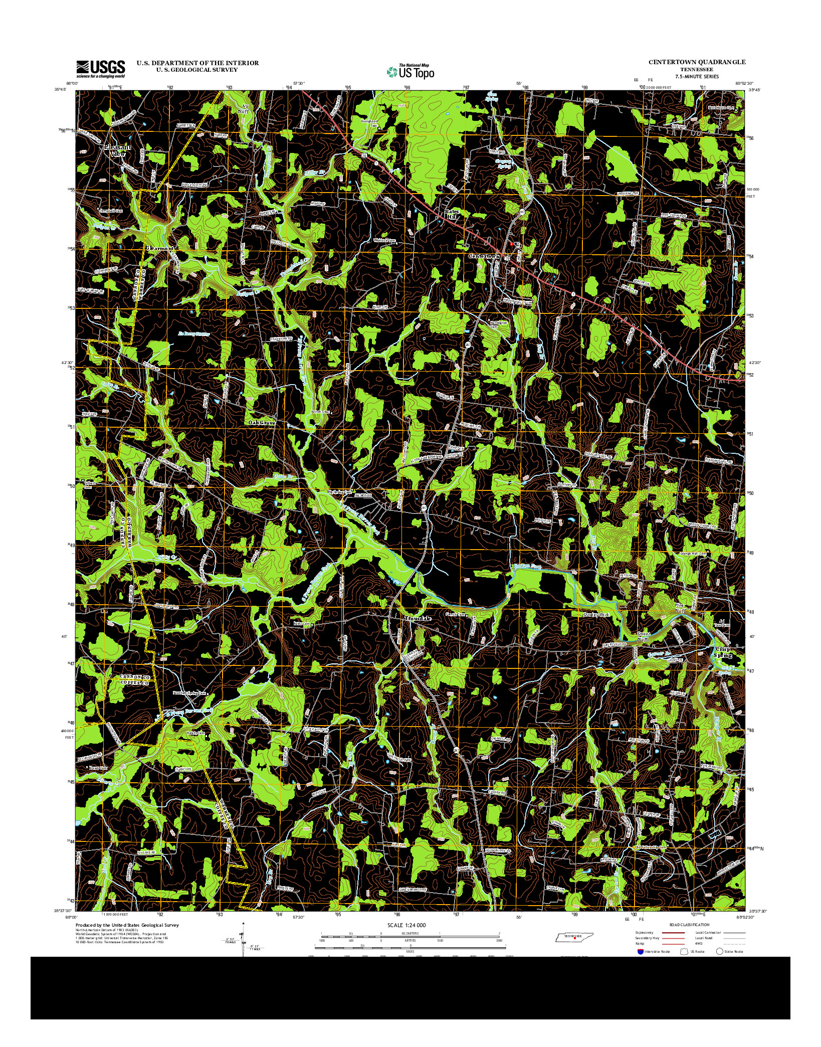 USGS US TOPO 7.5-MINUTE MAP FOR CENTERTOWN, TN 2013