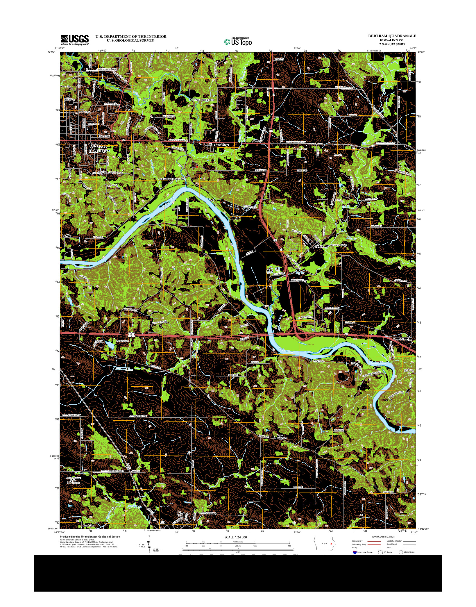 USGS US TOPO 7.5-MINUTE MAP FOR BERTRAM, IA 2013