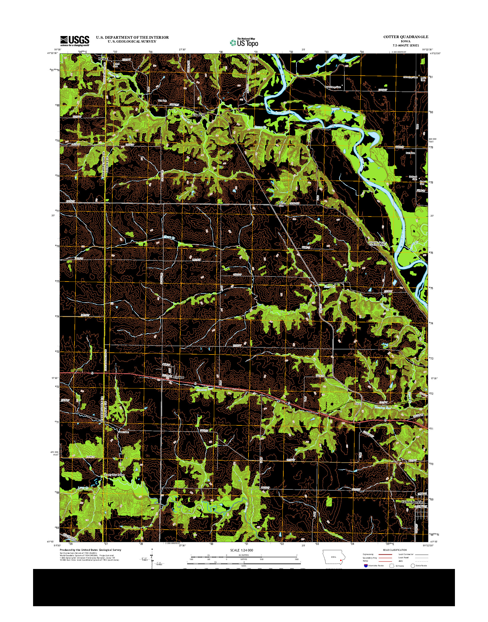 USGS US TOPO 7.5-MINUTE MAP FOR COTTER, IA 2013