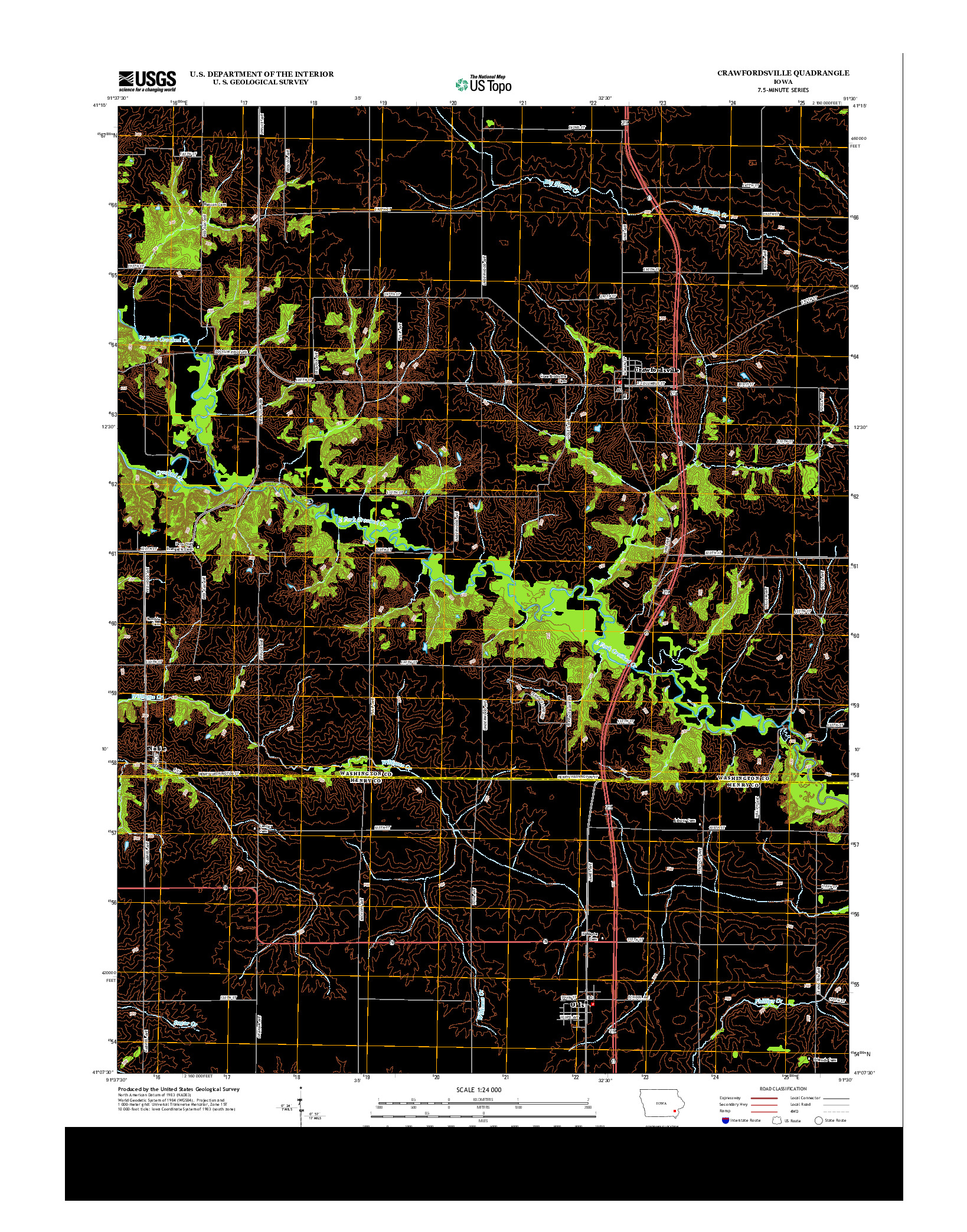 USGS US TOPO 7.5-MINUTE MAP FOR CRAWFORDSVILLE, IA 2013