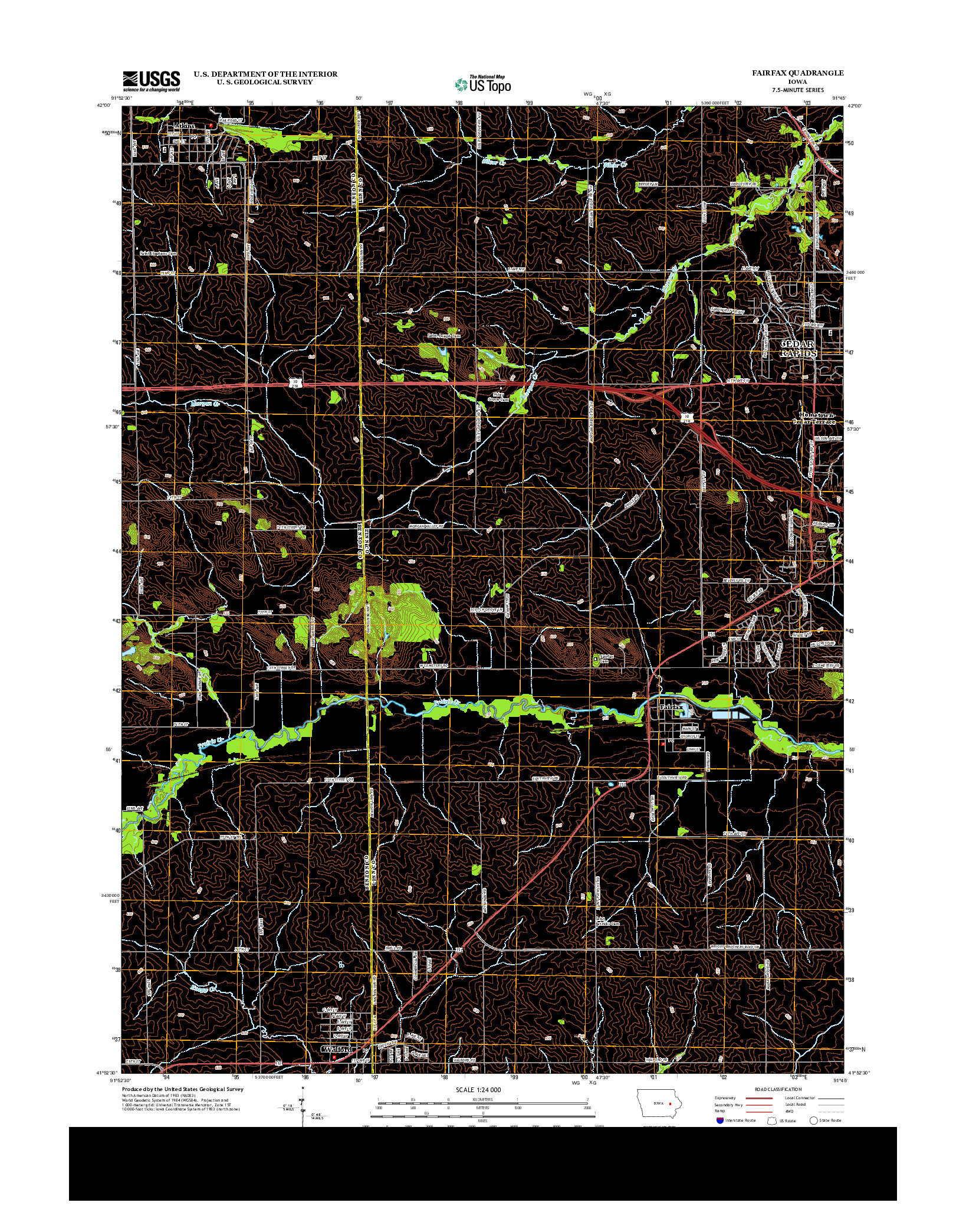 USGS US TOPO 7.5-MINUTE MAP FOR FAIRFAX, IA 2013