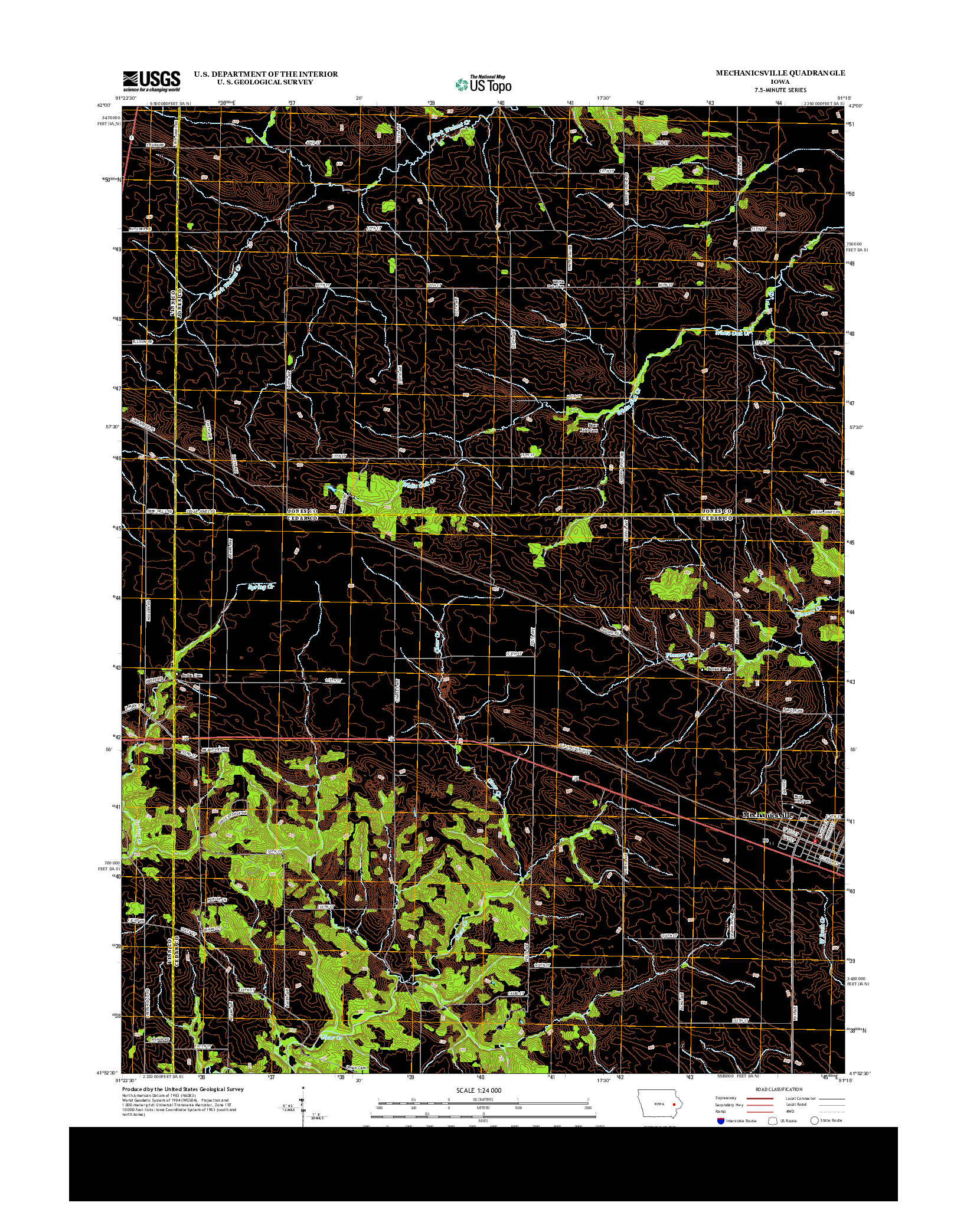 USGS US TOPO 7.5-MINUTE MAP FOR MECHANICSVILLE, IA 2013