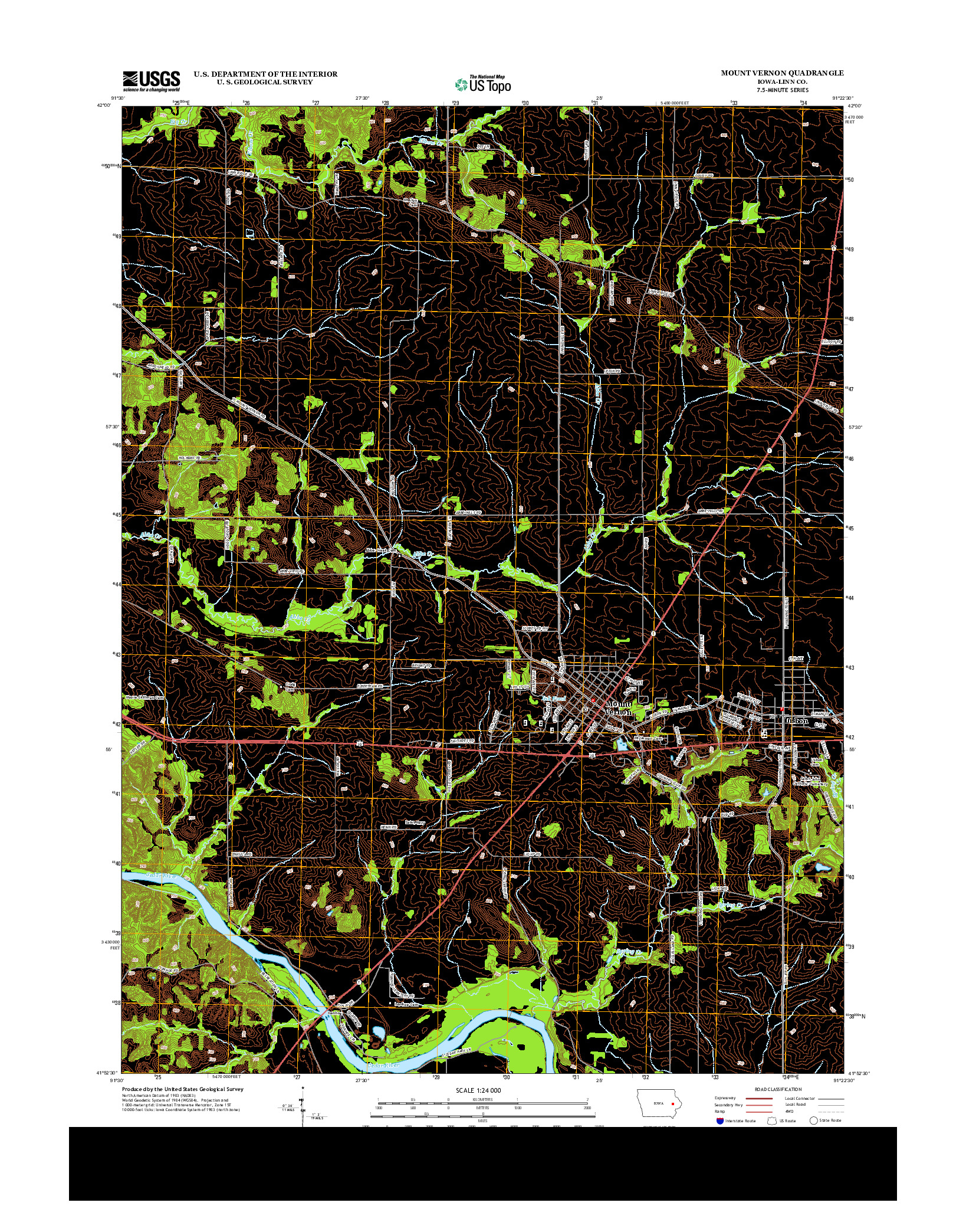 USGS US TOPO 7.5-MINUTE MAP FOR MOUNT VERNON, IA 2013