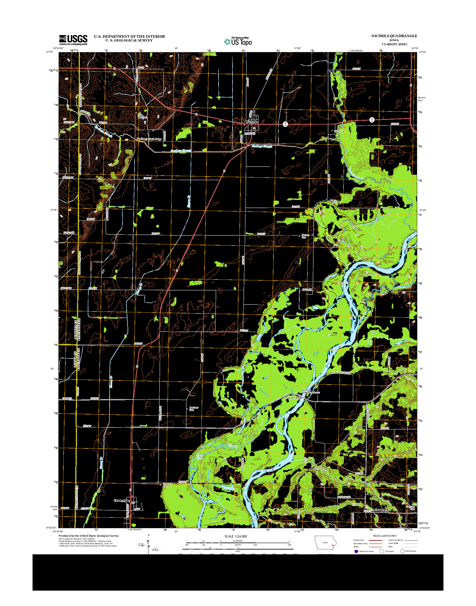 USGS US TOPO 7.5-MINUTE MAP FOR NICHOLS, IA 2013