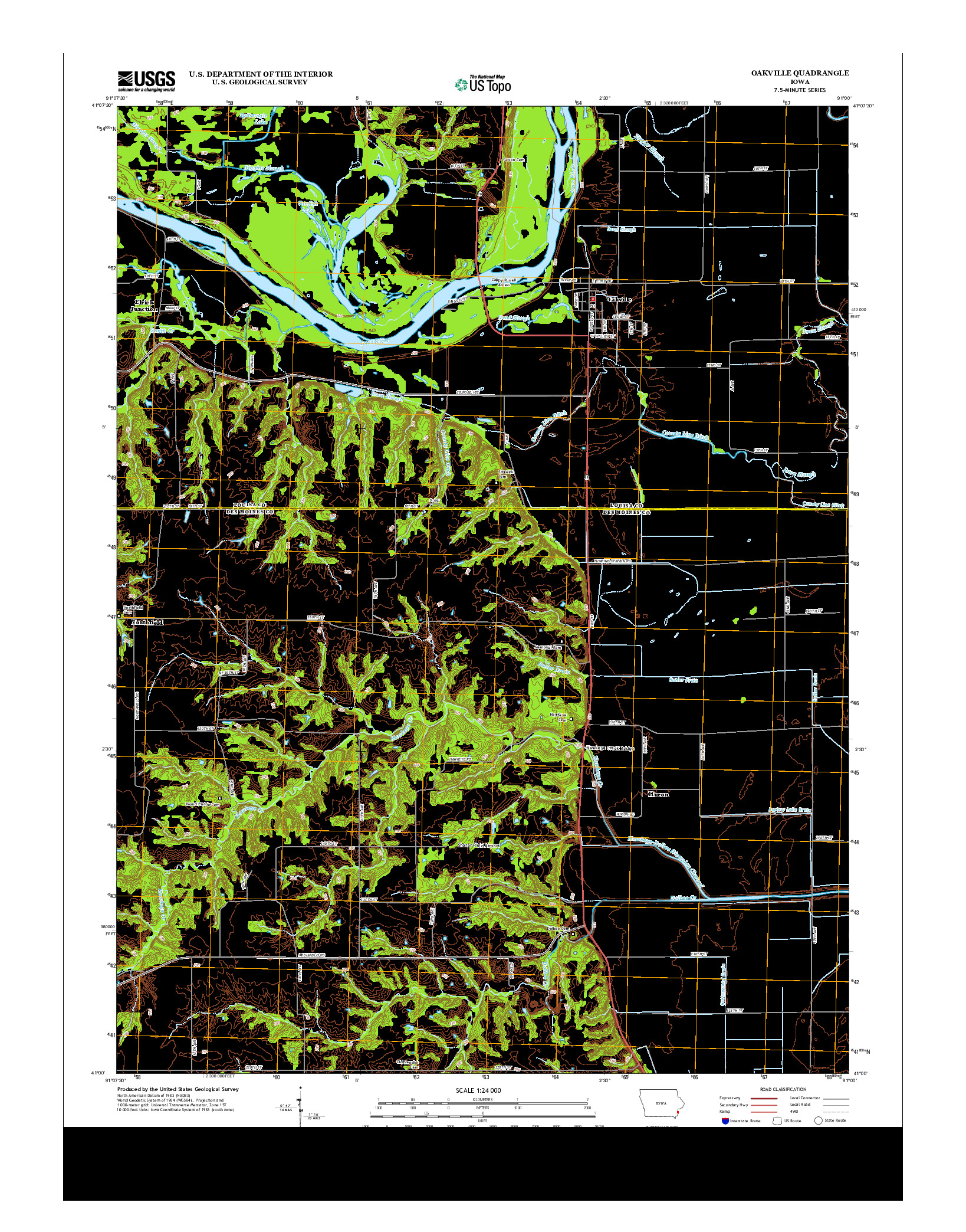 USGS US TOPO 7.5-MINUTE MAP FOR OAKVILLE, IA 2013