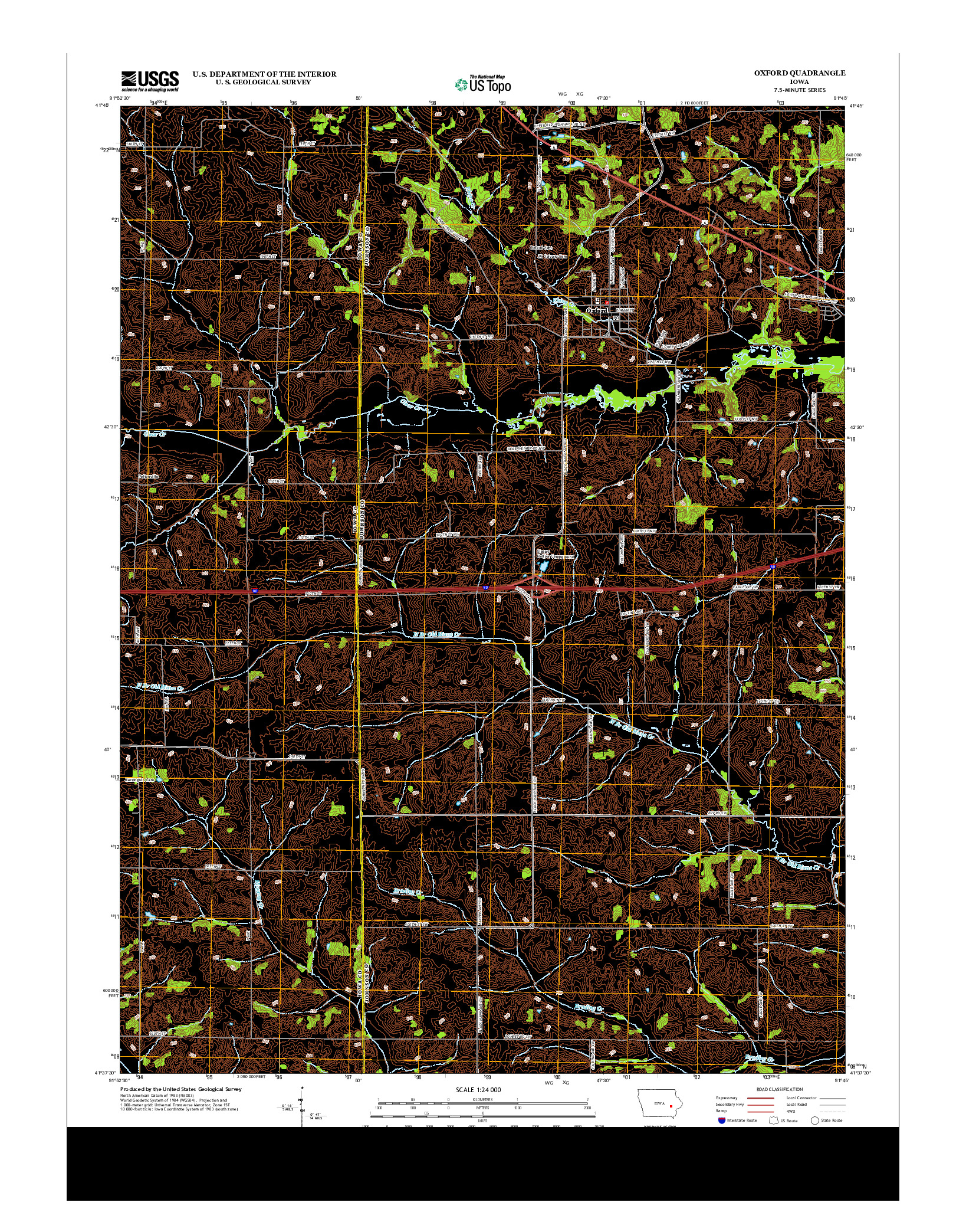 USGS US TOPO 7.5-MINUTE MAP FOR OXFORD, IA 2013