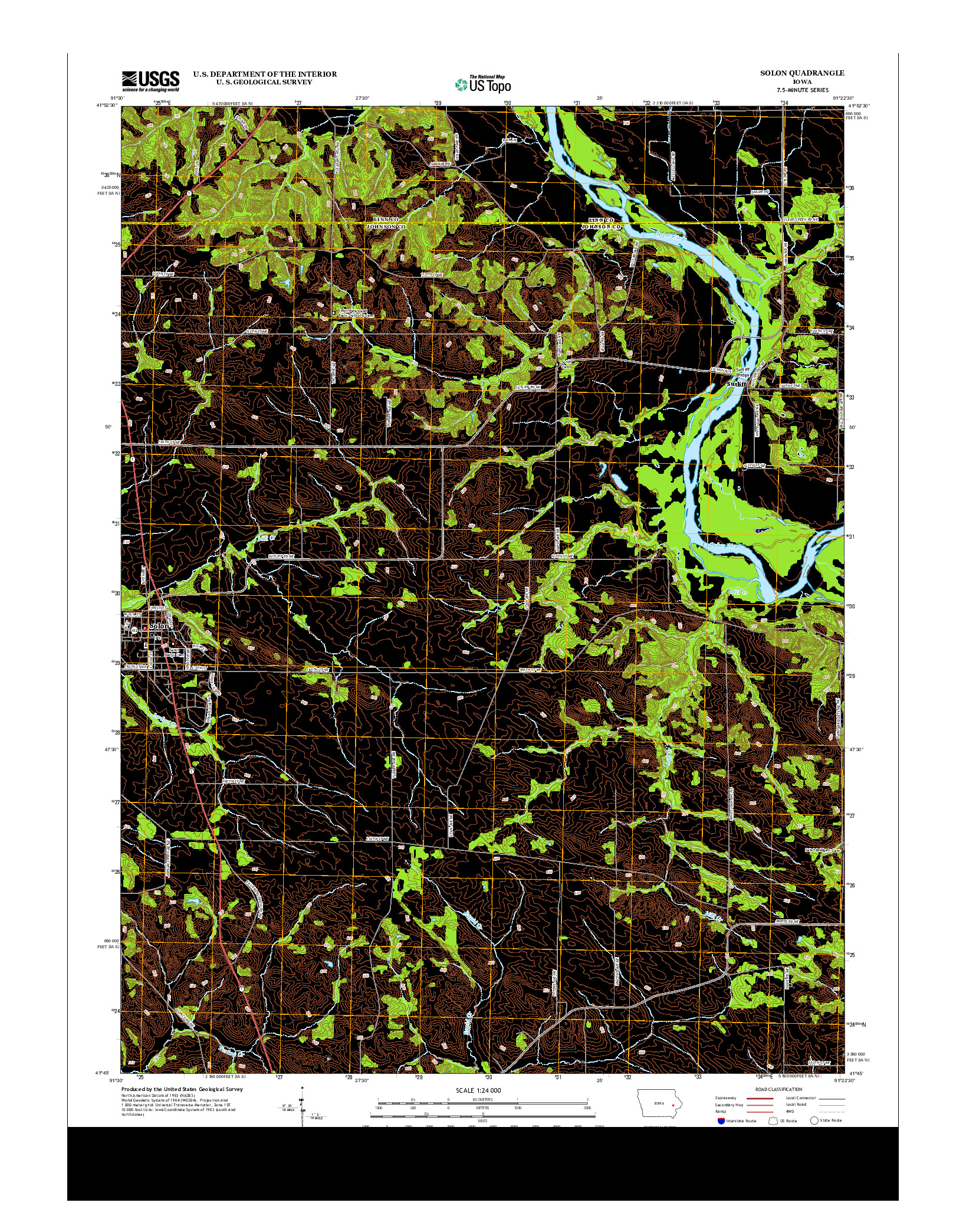 USGS US TOPO 7.5-MINUTE MAP FOR SOLON, IA 2013