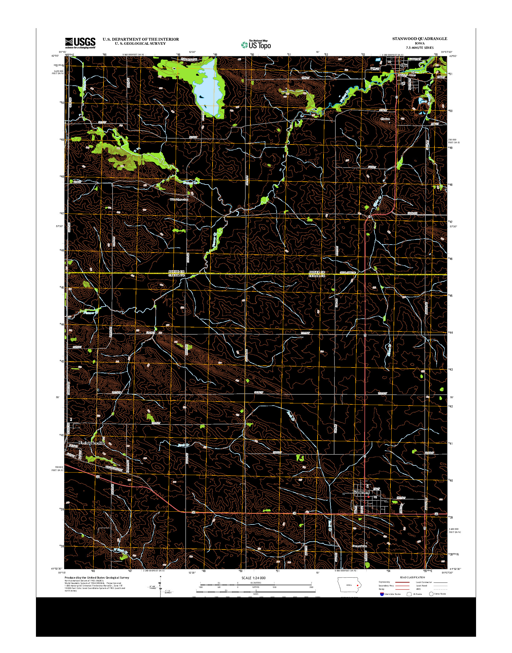 USGS US TOPO 7.5-MINUTE MAP FOR STANWOOD, IA 2013