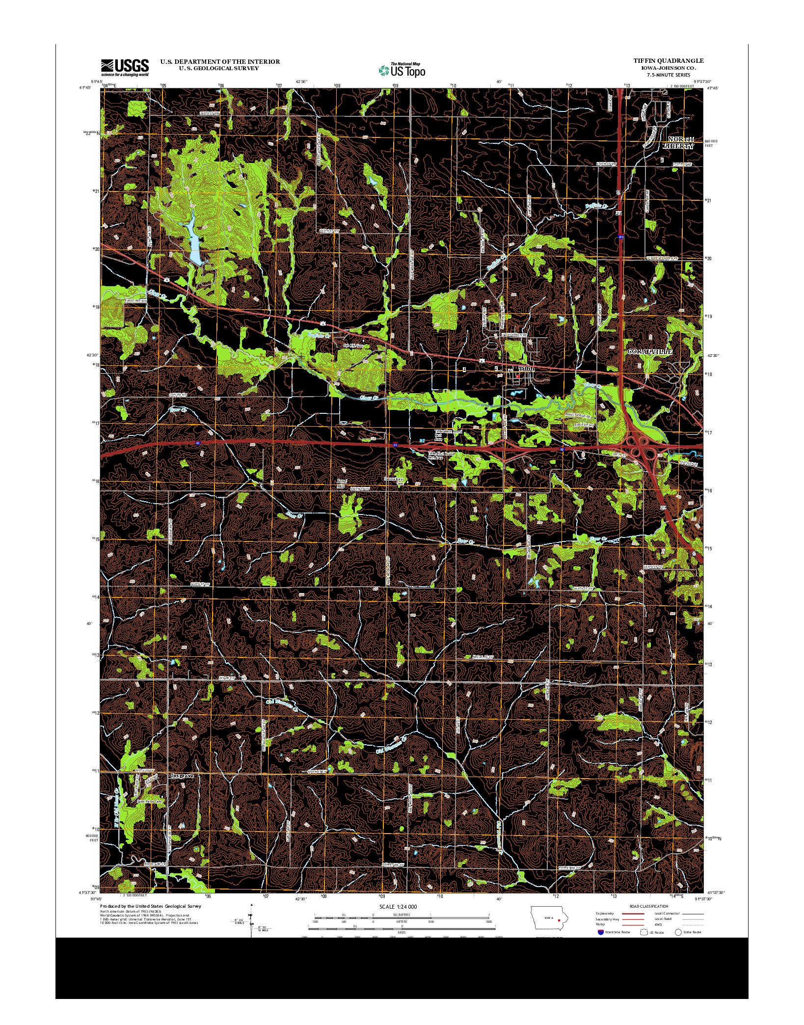 USGS US TOPO 7.5-MINUTE MAP FOR TIFFIN, IA 2013