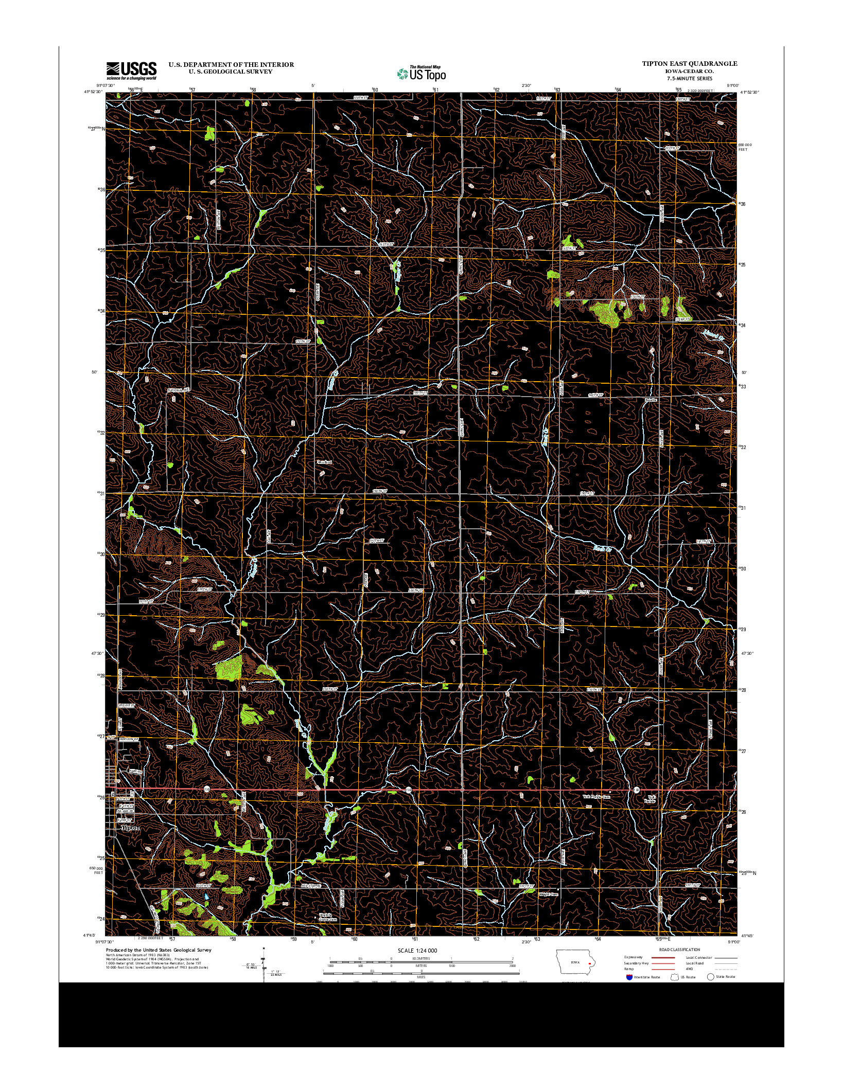 USGS US TOPO 7.5-MINUTE MAP FOR TIPTON EAST, IA 2013