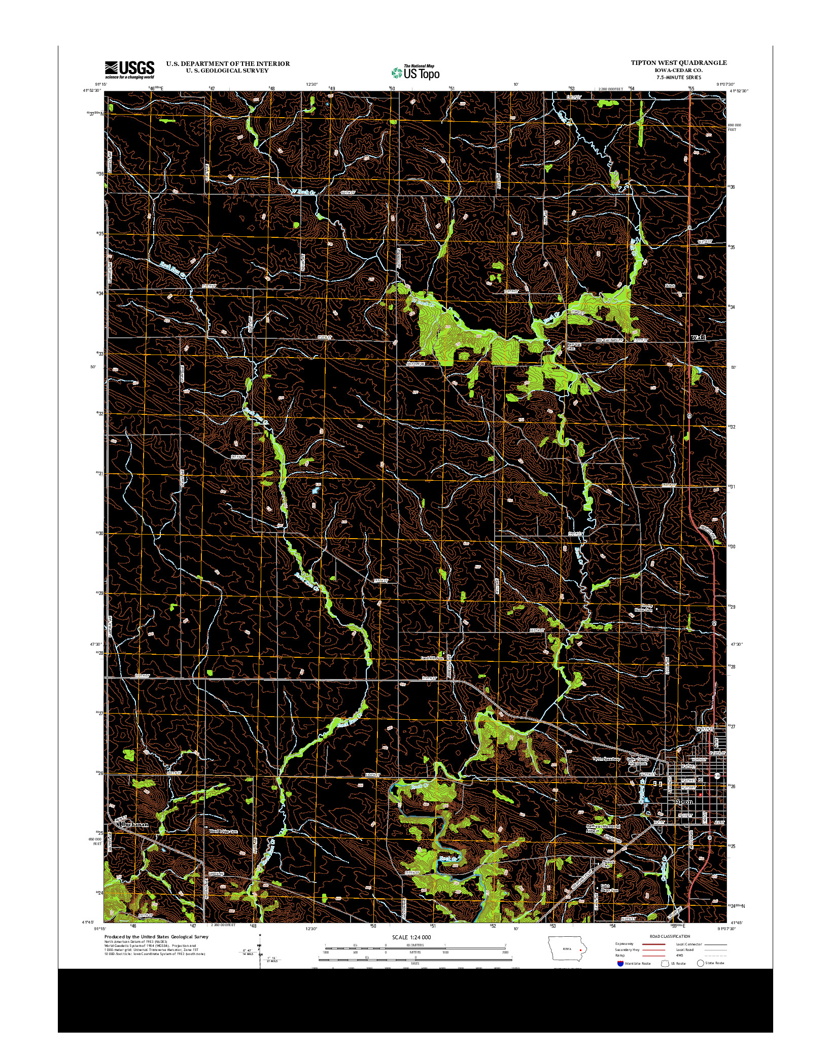 USGS US TOPO 7.5-MINUTE MAP FOR TIPTON WEST, IA 2013