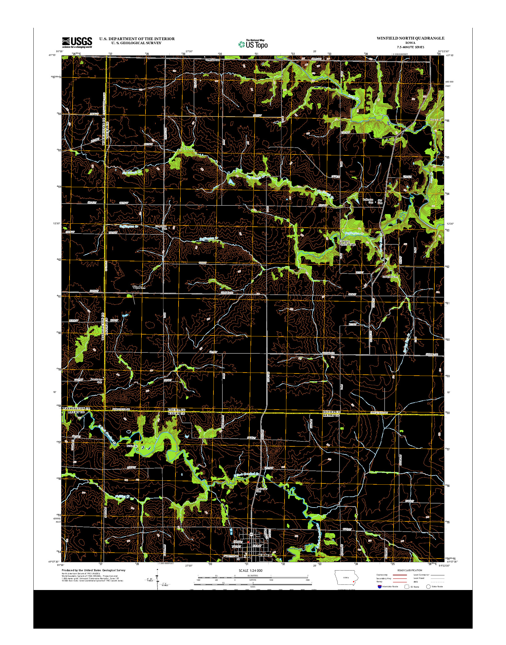 USGS US TOPO 7.5-MINUTE MAP FOR WINFIELD NORTH, IA 2013