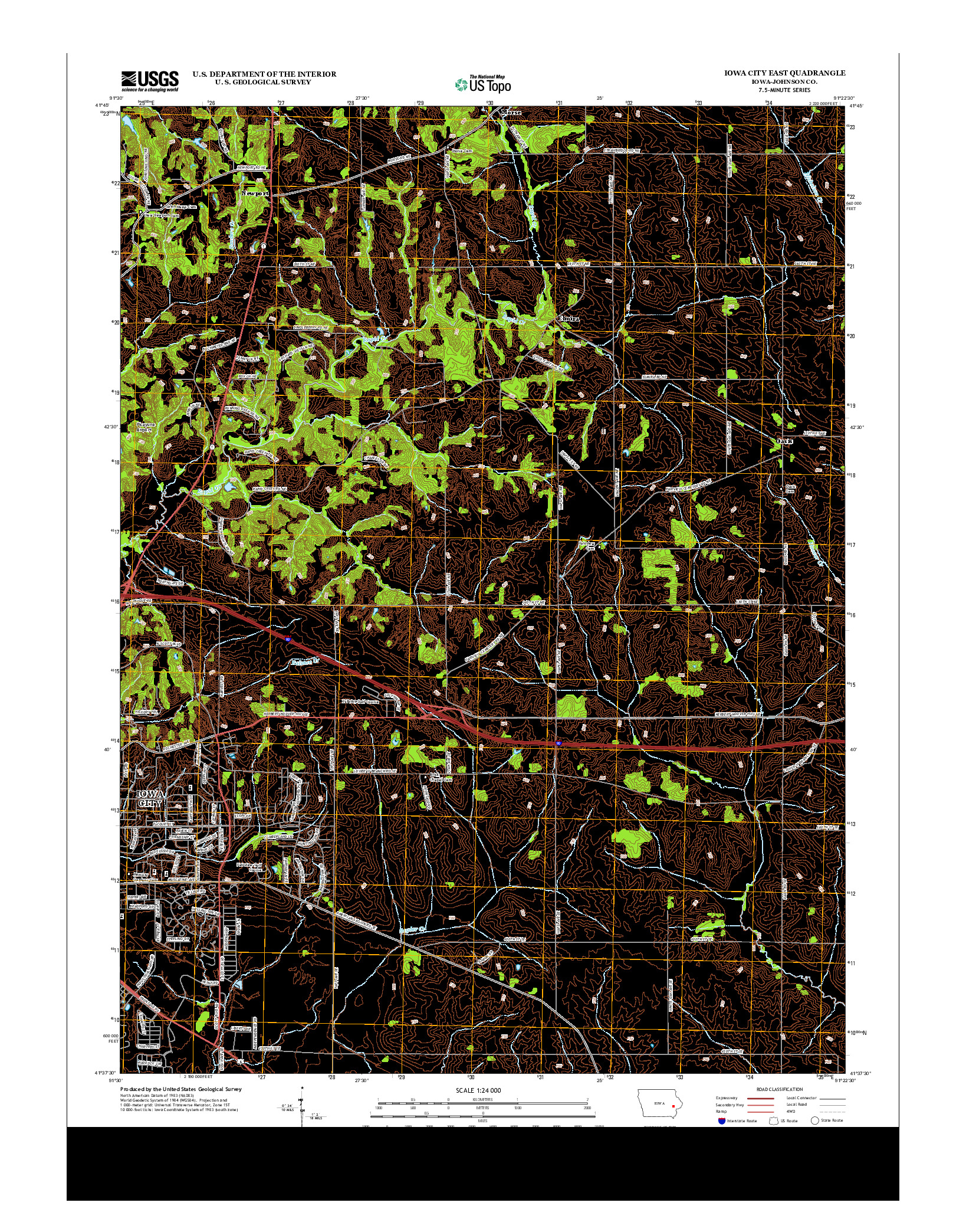 USGS US TOPO 7.5-MINUTE MAP FOR IOWA CITY EAST, IA 2013