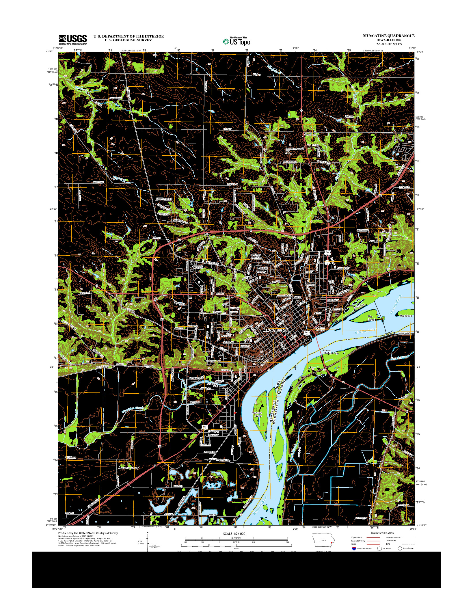 USGS US TOPO 7.5-MINUTE MAP FOR MUSCATINE, IA-IL 2013