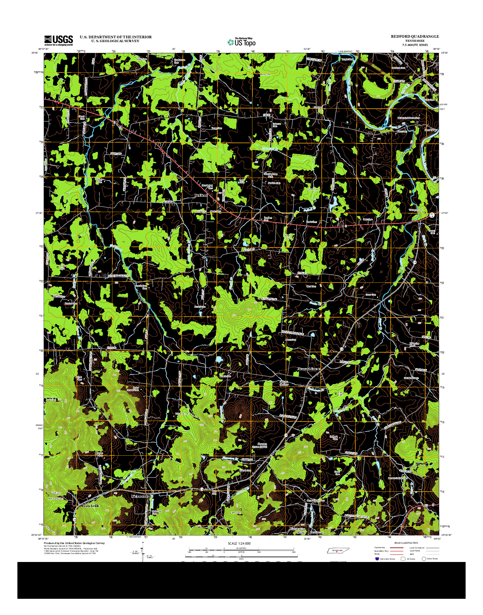 USGS US TOPO 7.5-MINUTE MAP FOR BEDFORD, TN 2013