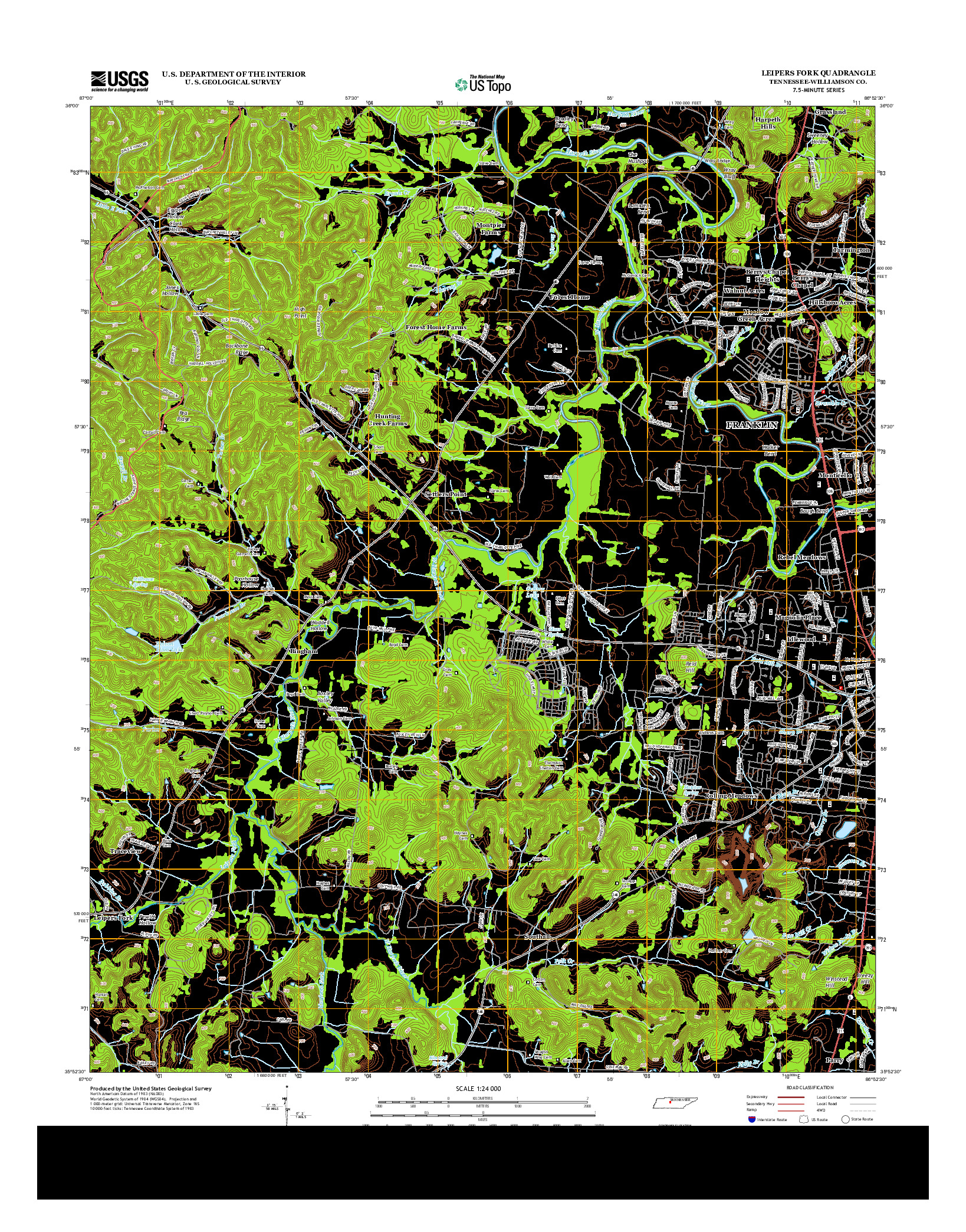 USGS US TOPO 7.5-MINUTE MAP FOR LEIPERS FORK, TN 2013