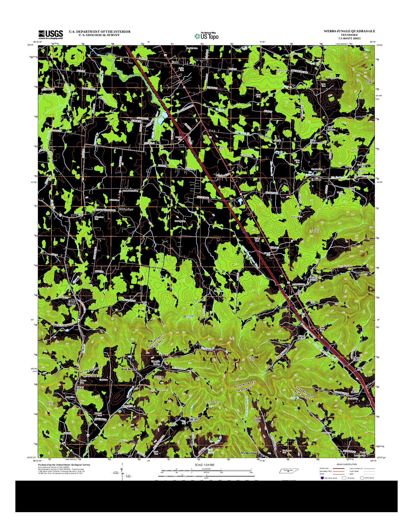 USGS US TOPO 7.5-MINUTE MAP FOR WEBBS JUNGLE, TN 2013