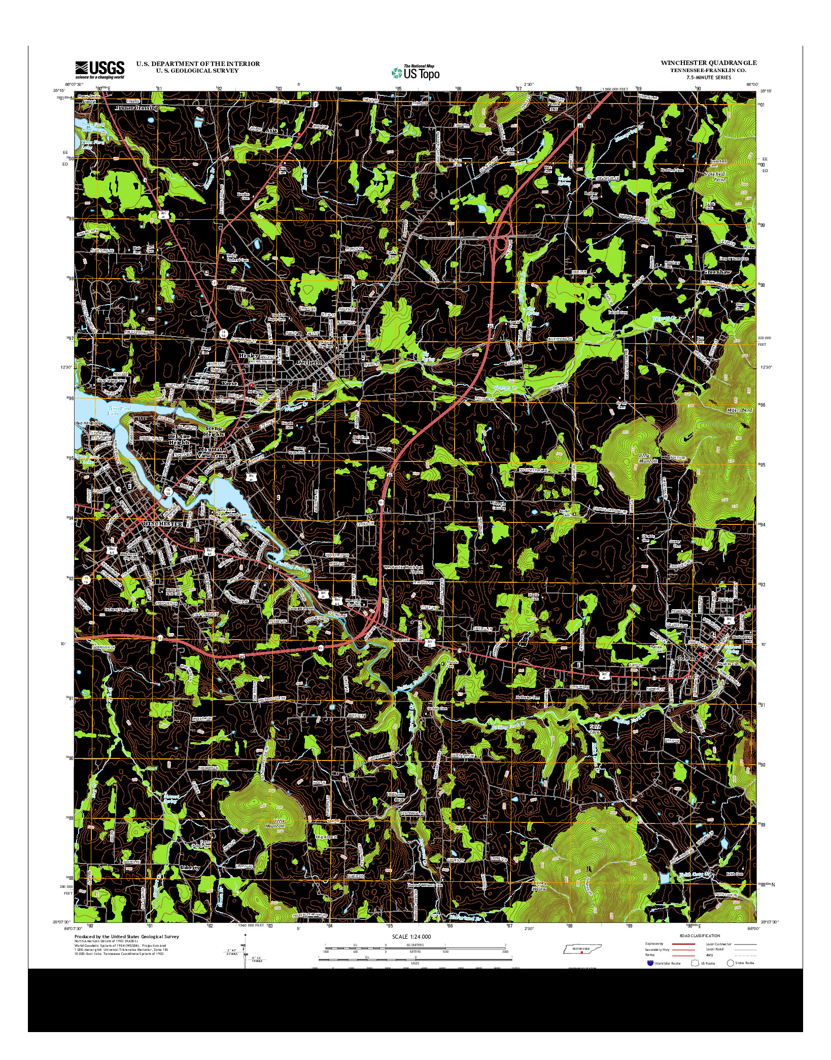 USGS US TOPO 7.5-MINUTE MAP FOR WINCHESTER, TN 2013