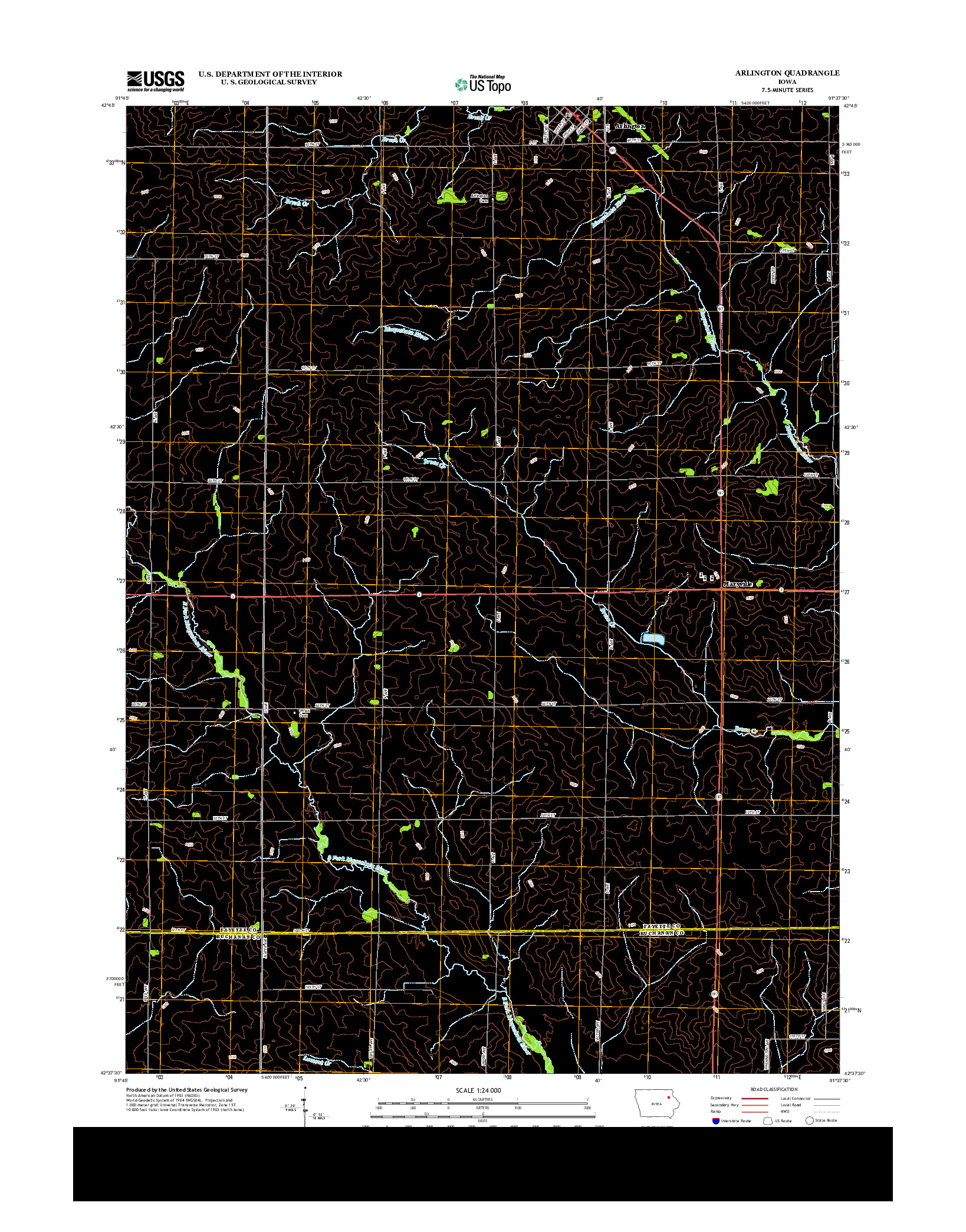 USGS US TOPO 7.5-MINUTE MAP FOR ARLINGTON, IA 2013